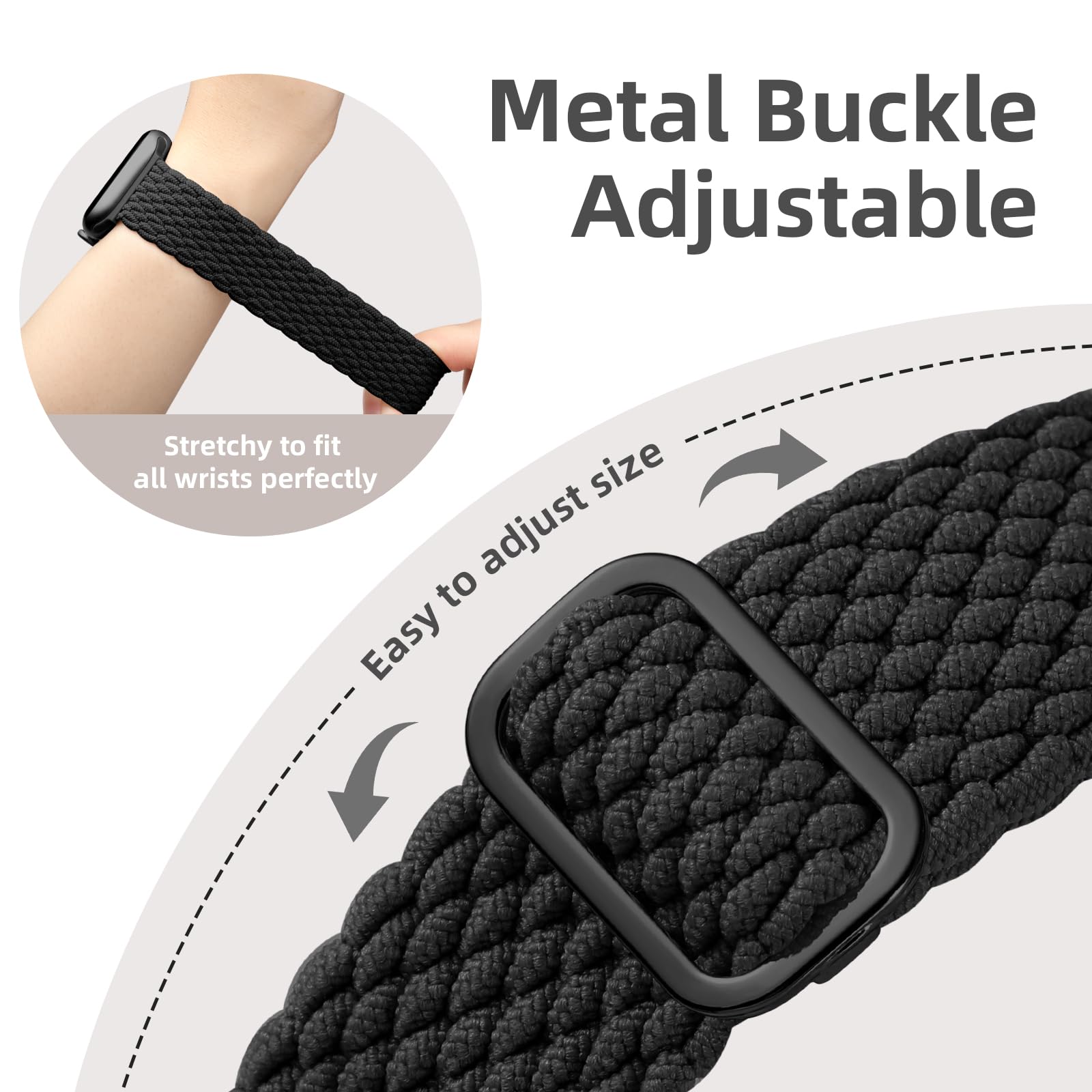 Stretchy Braided Solo Loop Band for Apple Watch 38mm 40mm 41mm 42mm 44mm 45mm 49mm - Soft Adjustable Nylon Strap Compatible with iWatch Series 9/8/7/6/5/4/3/2/1/SE/Ultra/Ultra 2 - Comfortable Sport & Everyday Wear for Men & Women