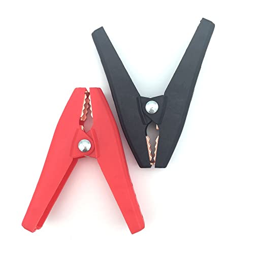2Pcs 100A Insulated Battery Clamps for Car Charging - Heavy Duty Alligator Clips for Electrical Work