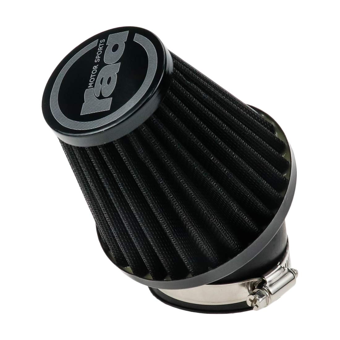 High-Performance Universal Motorcycle Air Filter - 48RAD Replaceable Engine Airflow Booster with Adjustable Clamp (Black) | Enhanced Acceleration & Fuel Efficiency for Street Bikes, Cruisers & Off-Road Motorcycles