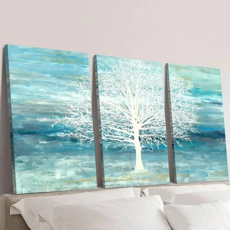 3-Piece Abstract Cyan and Blue Landscape Wall Art Set - Framed Canvas 50x70cm - High Quality Print - 100% Australian Made - Ready to Hang - Perfect for Living Room, Bedroom & Office Decor
