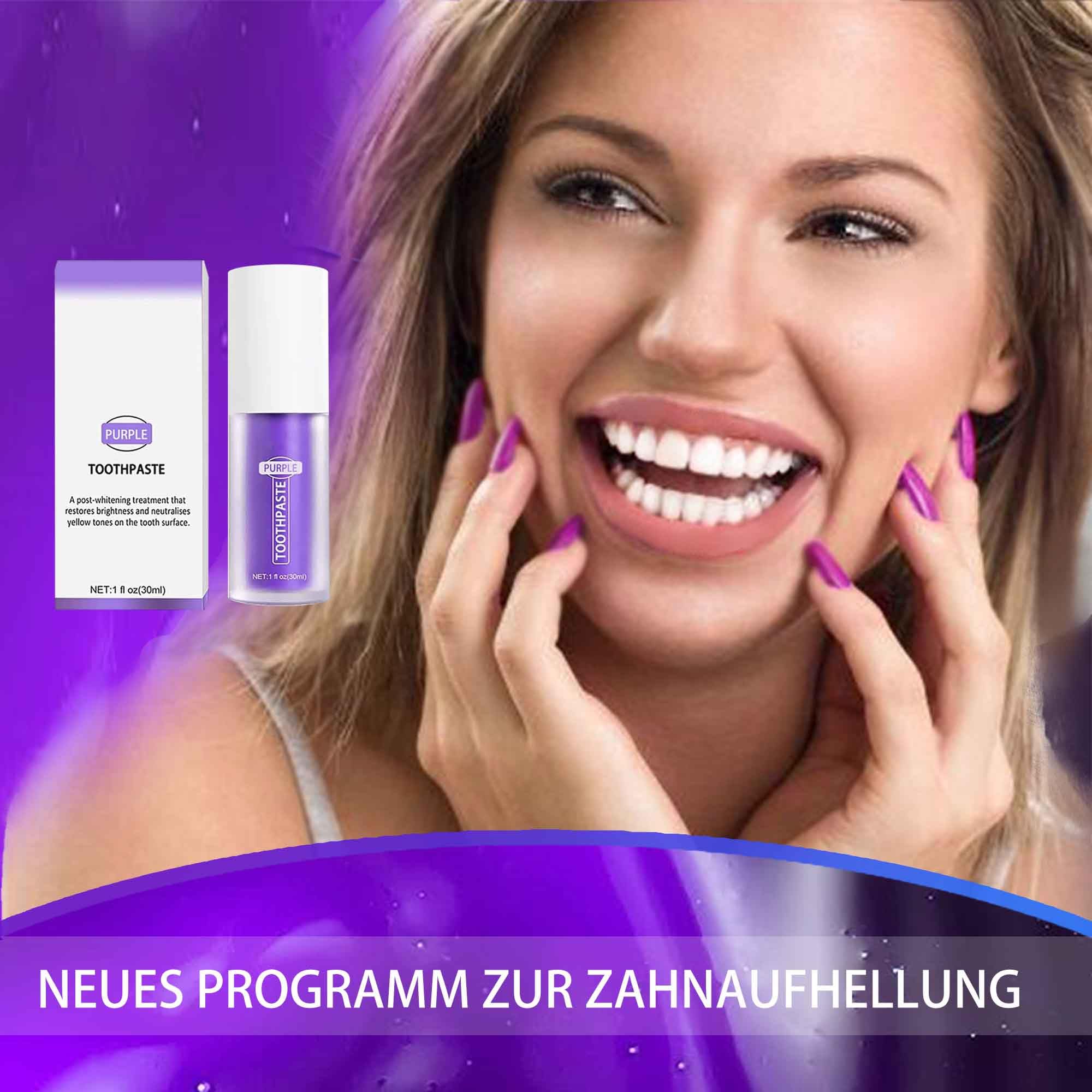Purple Teeth Whitening Toothpaste - Natural Stain Remover for Yellow Teeth | Brighten Smile, Fresh Breath | Perfect for Daily Oral Care & Coffee/Wine Stain Removal