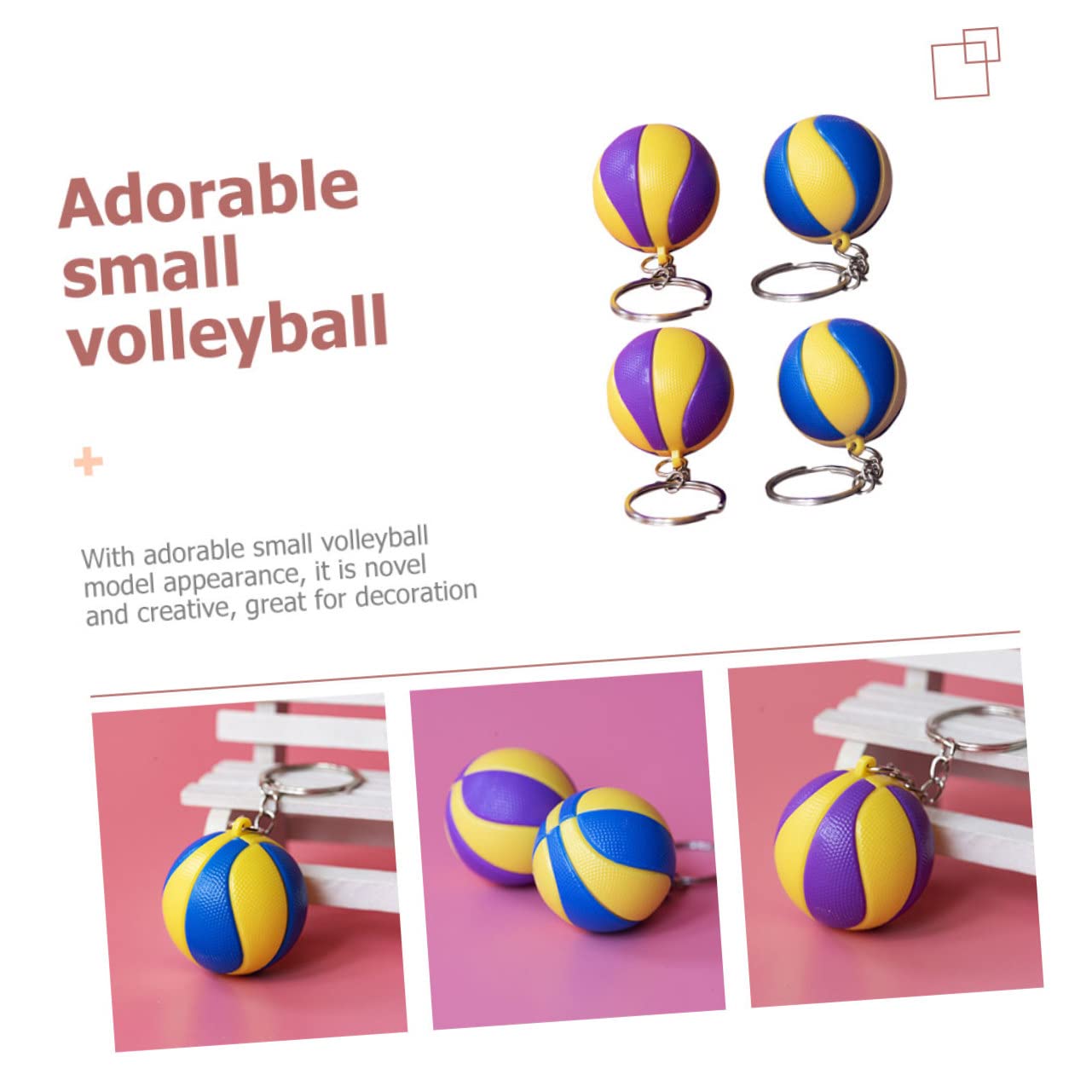 PAMINGONO Sports Ball Keychain - Volleyball Key Holder Keyring for Handbag, Backpack, Gym Bag - Perfect for Sports Enthusiasts & Team Gifts