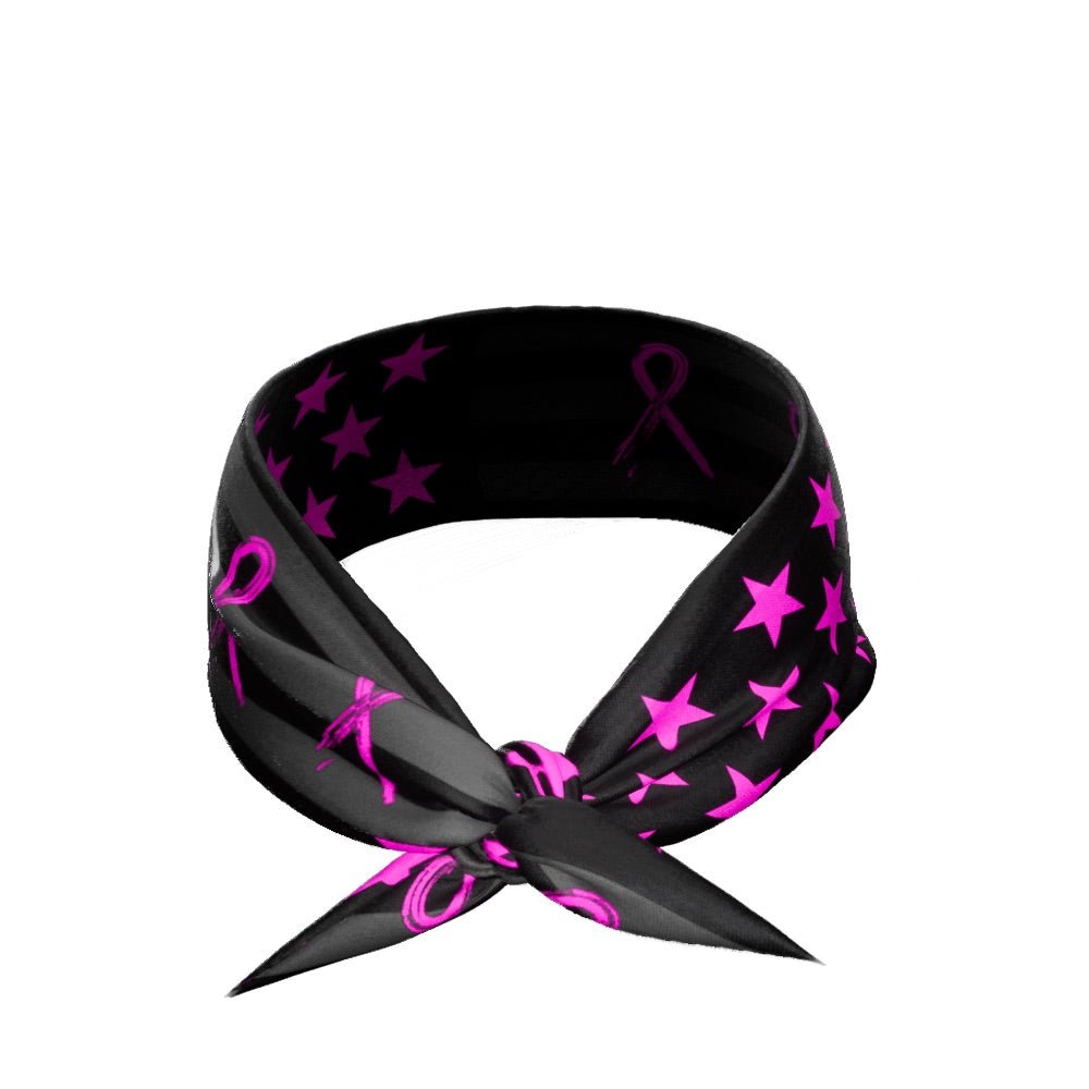 USA Flag Shadow Breast Cancer Awareness Tie Headband - Stylish Hair Accessory for Women, Support Cancer Awareness, Perfect for Sports, Workouts & Everyday Wear