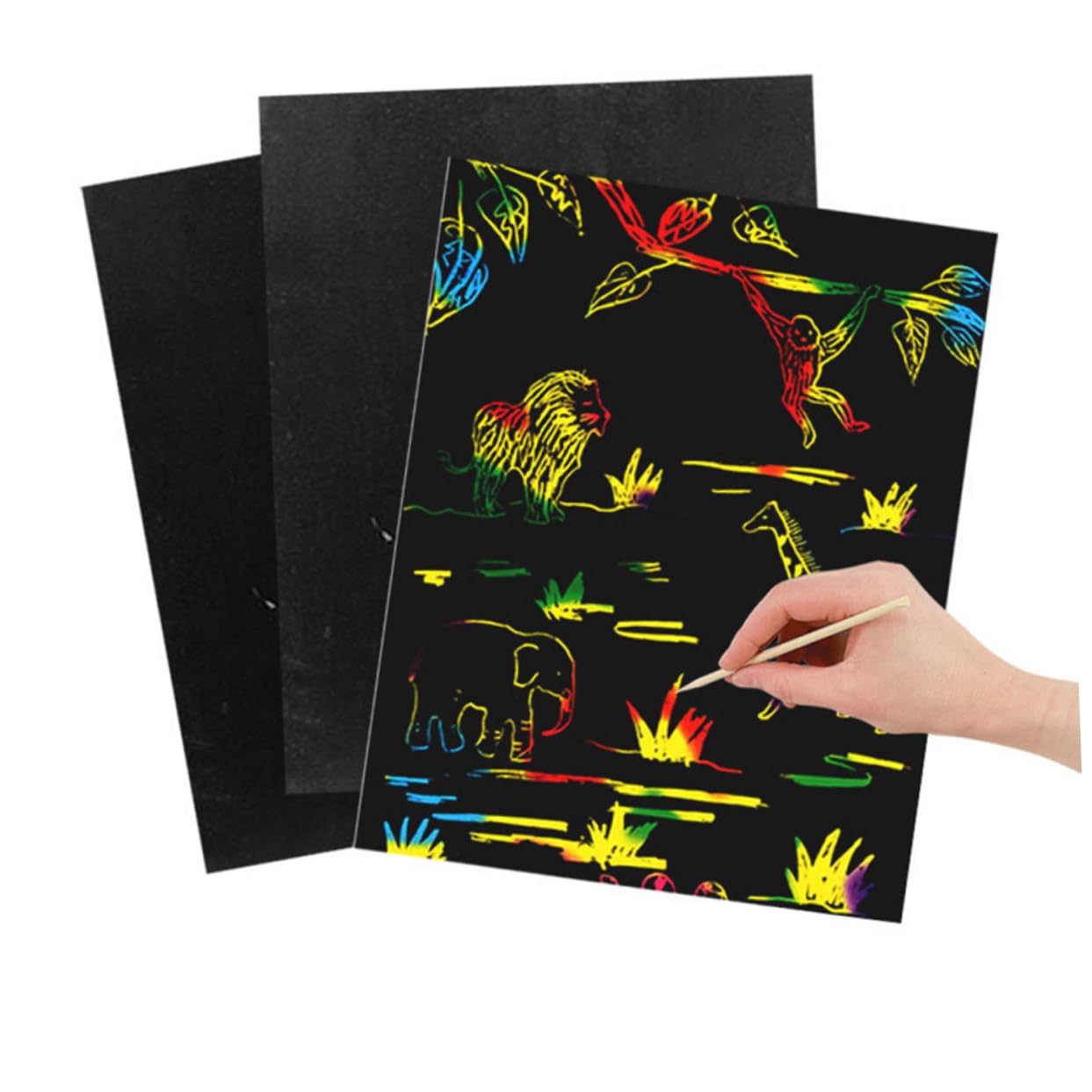 TOYANDONA 4 Pack 40 Sheets Scratch Art Craft Kit - Colorful Drawing Board for Kids, Educational DIY Toys, Fun Paper Crafts, Birthday Gifts, Party Favors & Classroom Activities