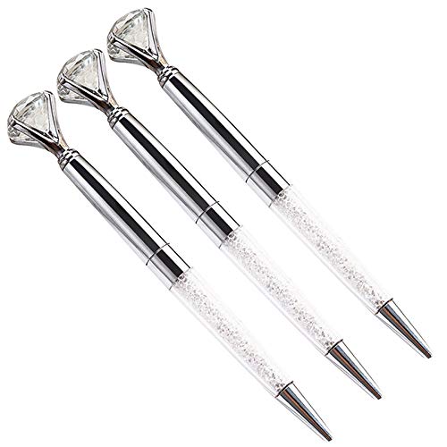 Sun Kea 3-Pack Premium Crystal Ballpoint Pens with 1.0mm Black Ink - Elegant Diamond Design Metal Pens for Office, School, and Business Gifts (Great for Promotional Giveaways & Corporate Events)