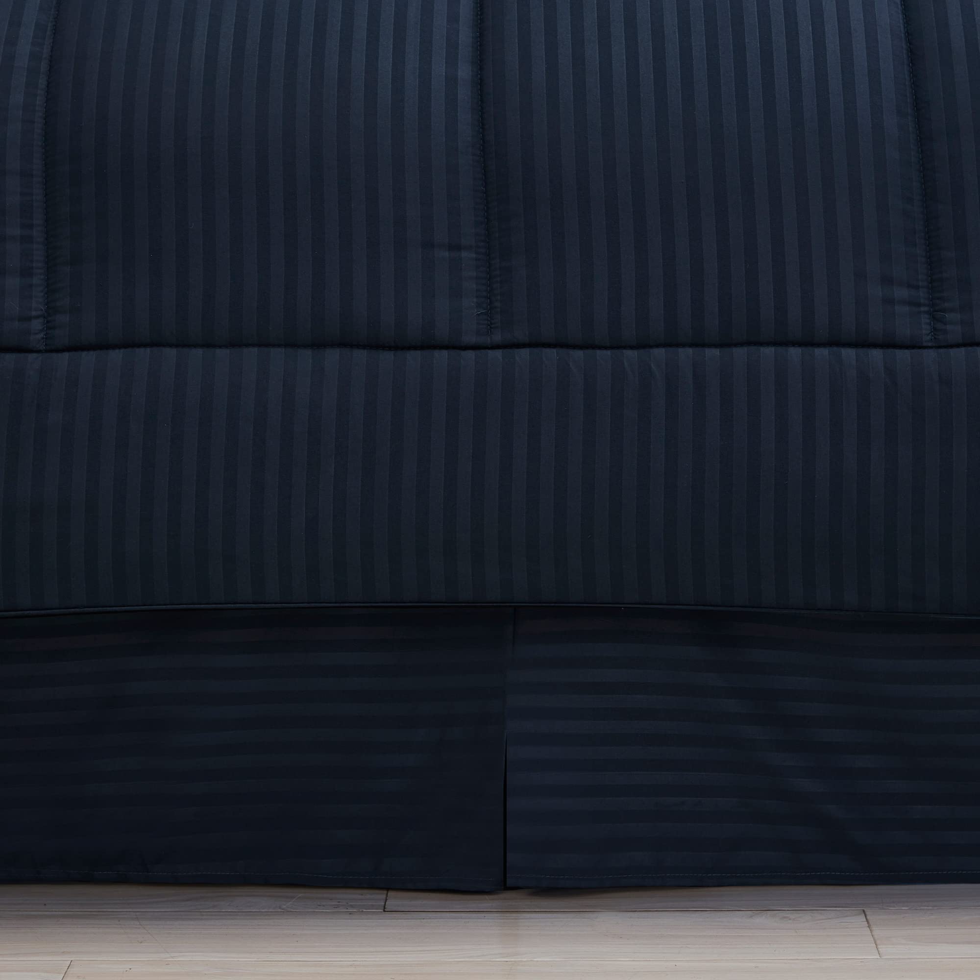 8-Piece Queen Comforter Set - Bed in a Bag with Bed Skirt, Fitted Sheet, Flat Sheet, 2 Pillowcases & 2 Shams - Dobby Navy Blue Luxury Bedding - Perfect for Master Bedroom, Guest Room & Dorm Decor