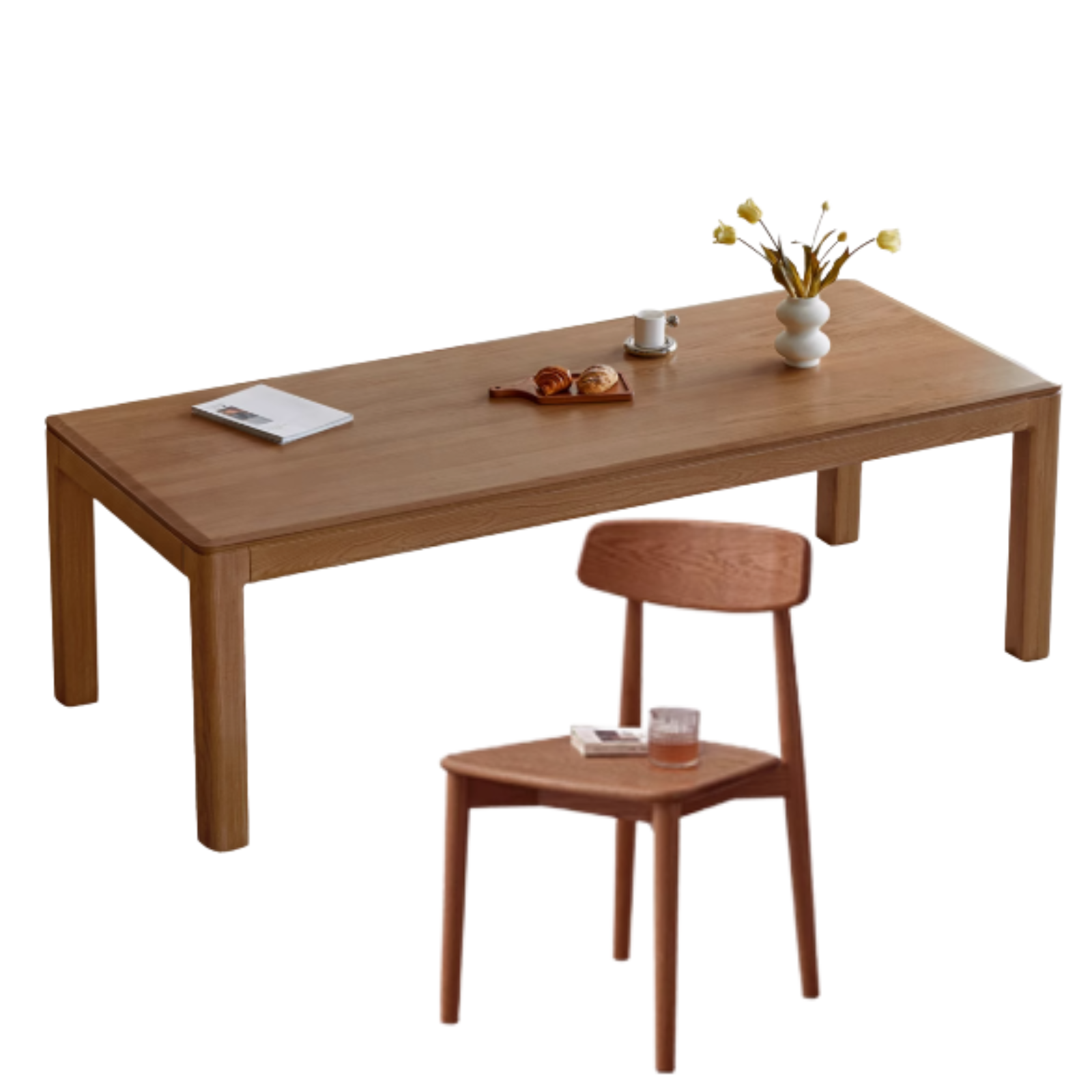 Premium Solid Wood Dining Table - Black Walnut, Ash & Red Oak - Large Farmhouse Style Table for Family Gatherings & Dinner Parties