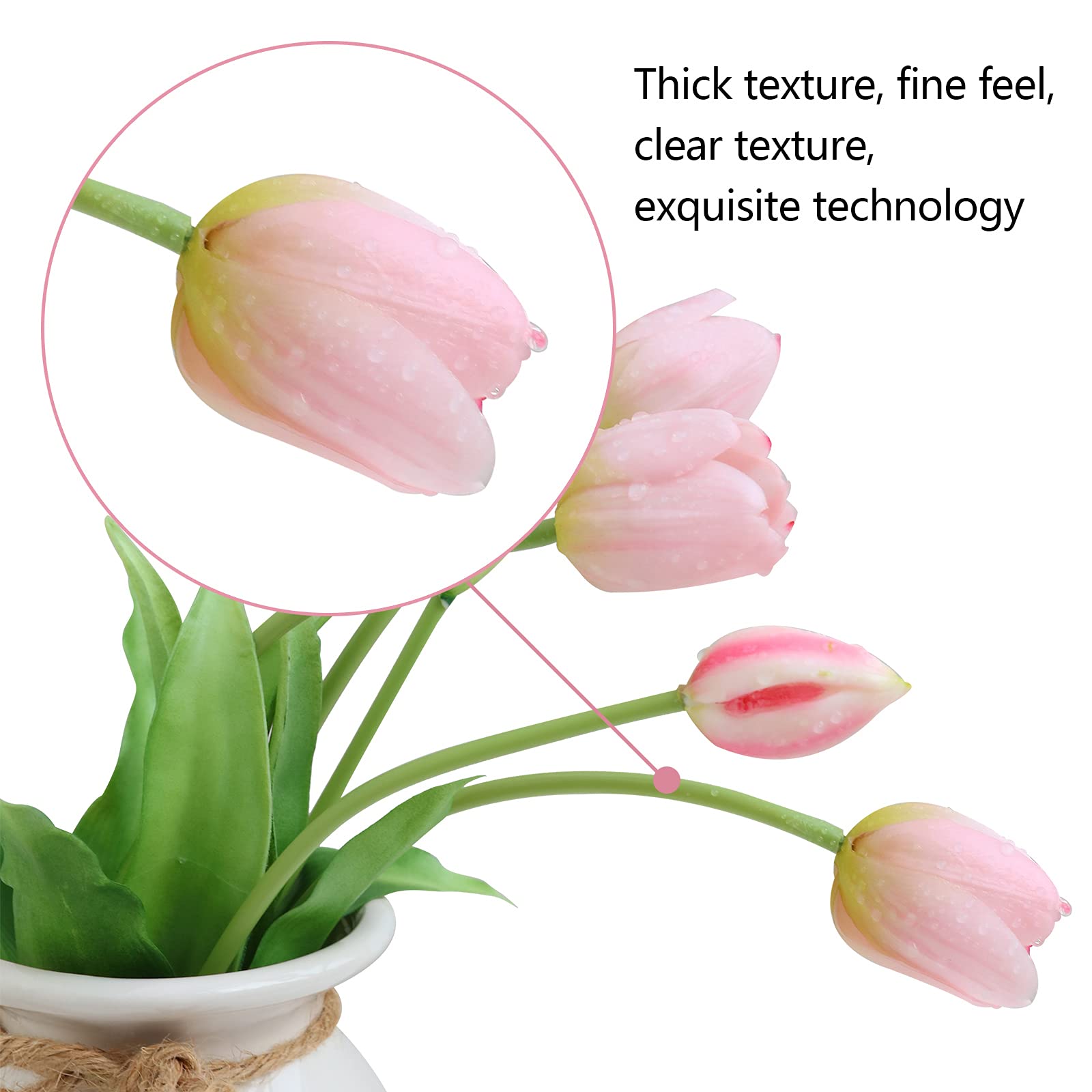 10pcs Real Touch Artificial Tulips - Soft Faux Latex Flowers with Gift Box for Wedding, Party & Home Decor | Pink Tulip Bouquet for Table Centerpieces, Living Room & Bedroom Decoration