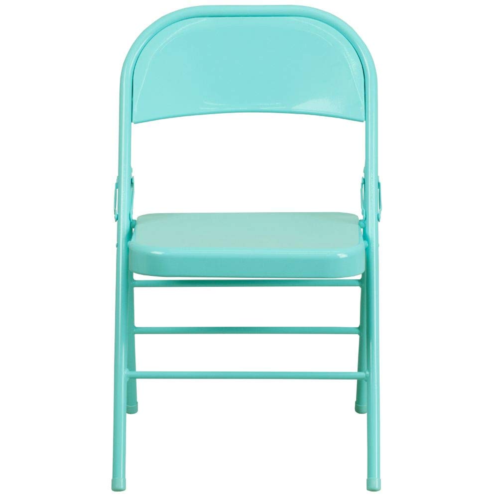 Flash Furniture 2-Pack HERCULES COLORBURST Series Teal Metal Folding Chairs - Heavy Duty Triple Braced & Double Hinged for Indoor/Outdoor Events, Parties, Weddings, and Banquets