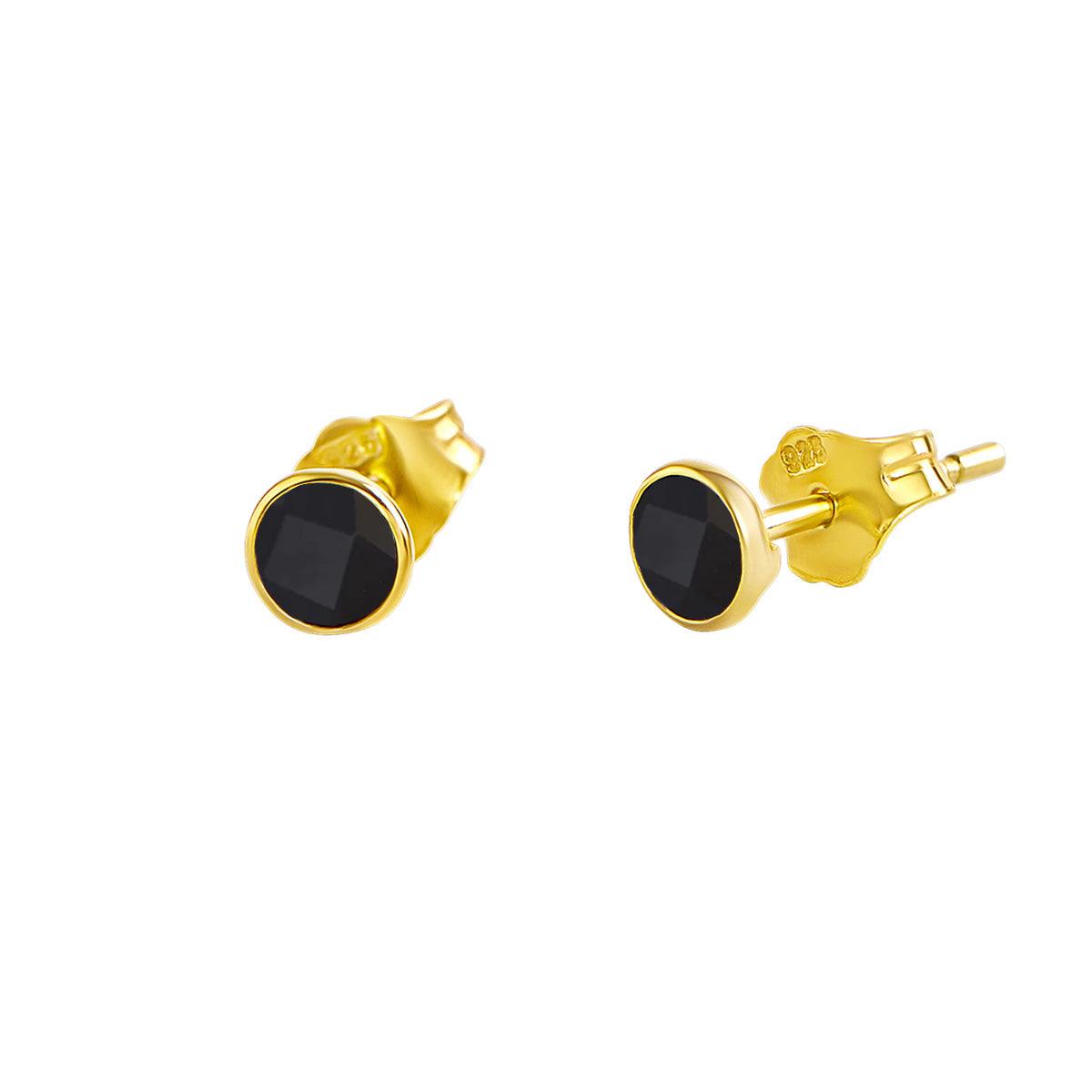 Dainty Round Onyx Gold Stud Earrings for Women - Elegant & Minimalist Jewelry for Everyday Wear, Parties & Gifts