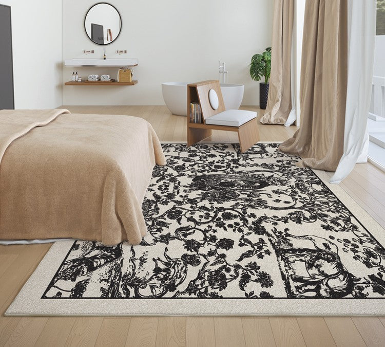 Contemporary Modern Area Rugs for Living Room & Dining Room - Soft Plush French Style Rug for Under Coffee Table - Thick Non-Slip Interior Design Carpet - Perfect for Home Decor, Office & Bedroom