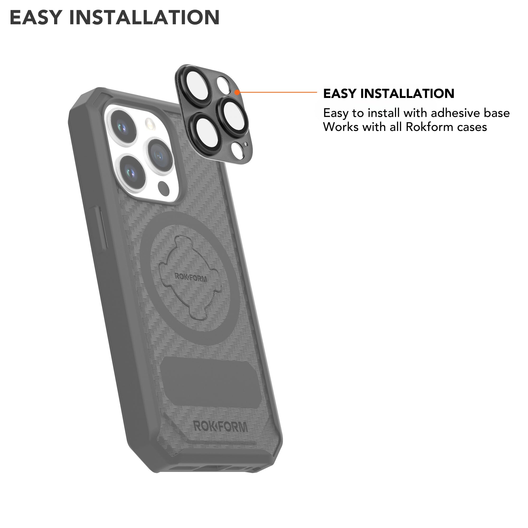 Rokform iPhone 15 Pro & Pro Max Camera Lens Protector - 9H Tempered Glass with Aluminum Body & Rings, Case Friendly (Clear) - Perfect for Outdoor Adventures & Daily Protection