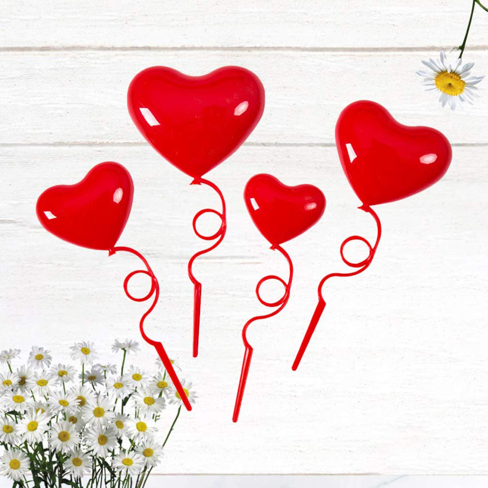 BinaryABC Red Heart Cake Toppers - 20Pcs Valentine's Day Cake Decorations for Wedding, Anniversary & Romantic Party Supplies | Perfect for Cupcakes, Desserts & DIY Baking Projects