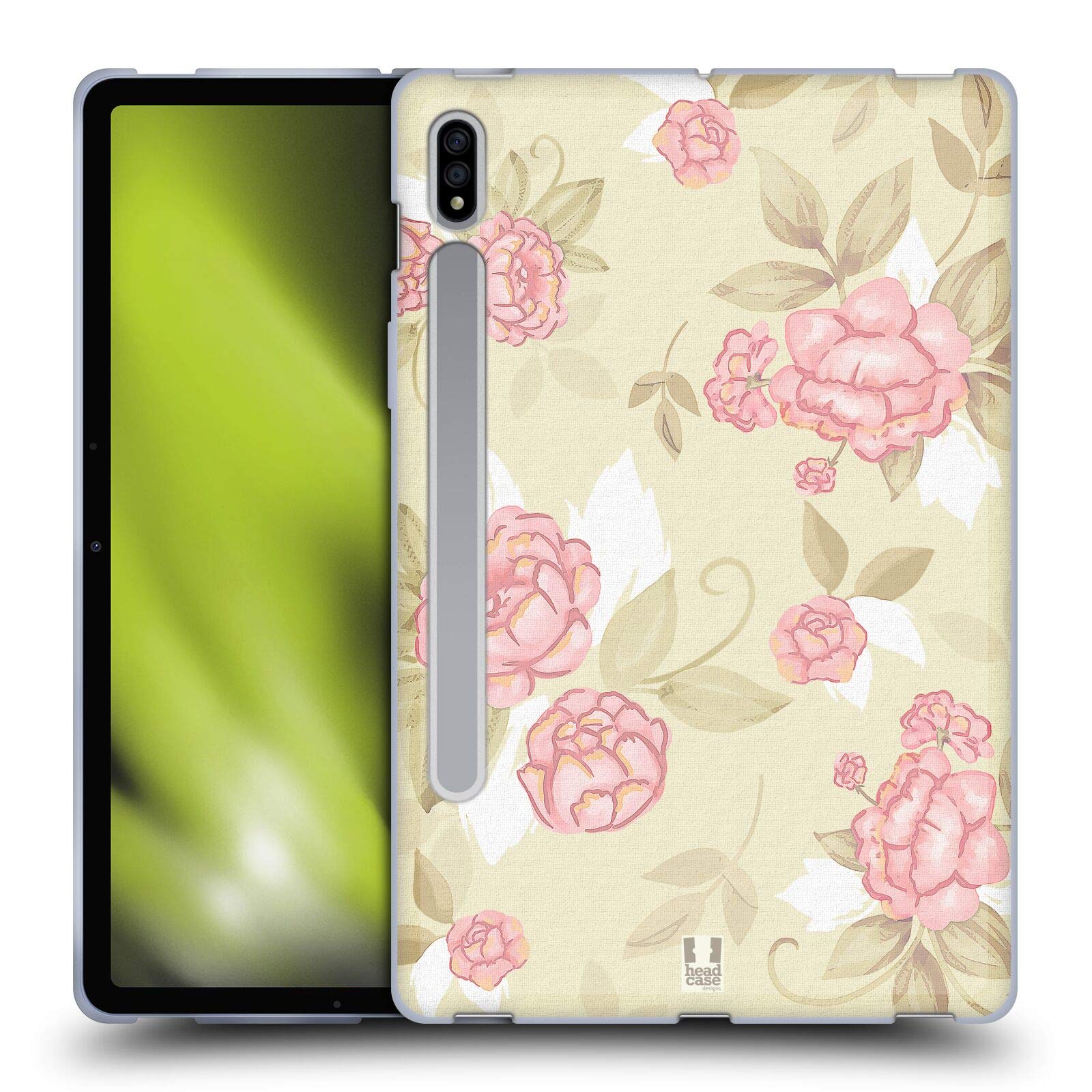 Head Case Designs Vintage Roses French Country Patterns Soft Gel Case for Samsung Galaxy Tab S7 5G - Perfect for Home, Office & Travel Protection