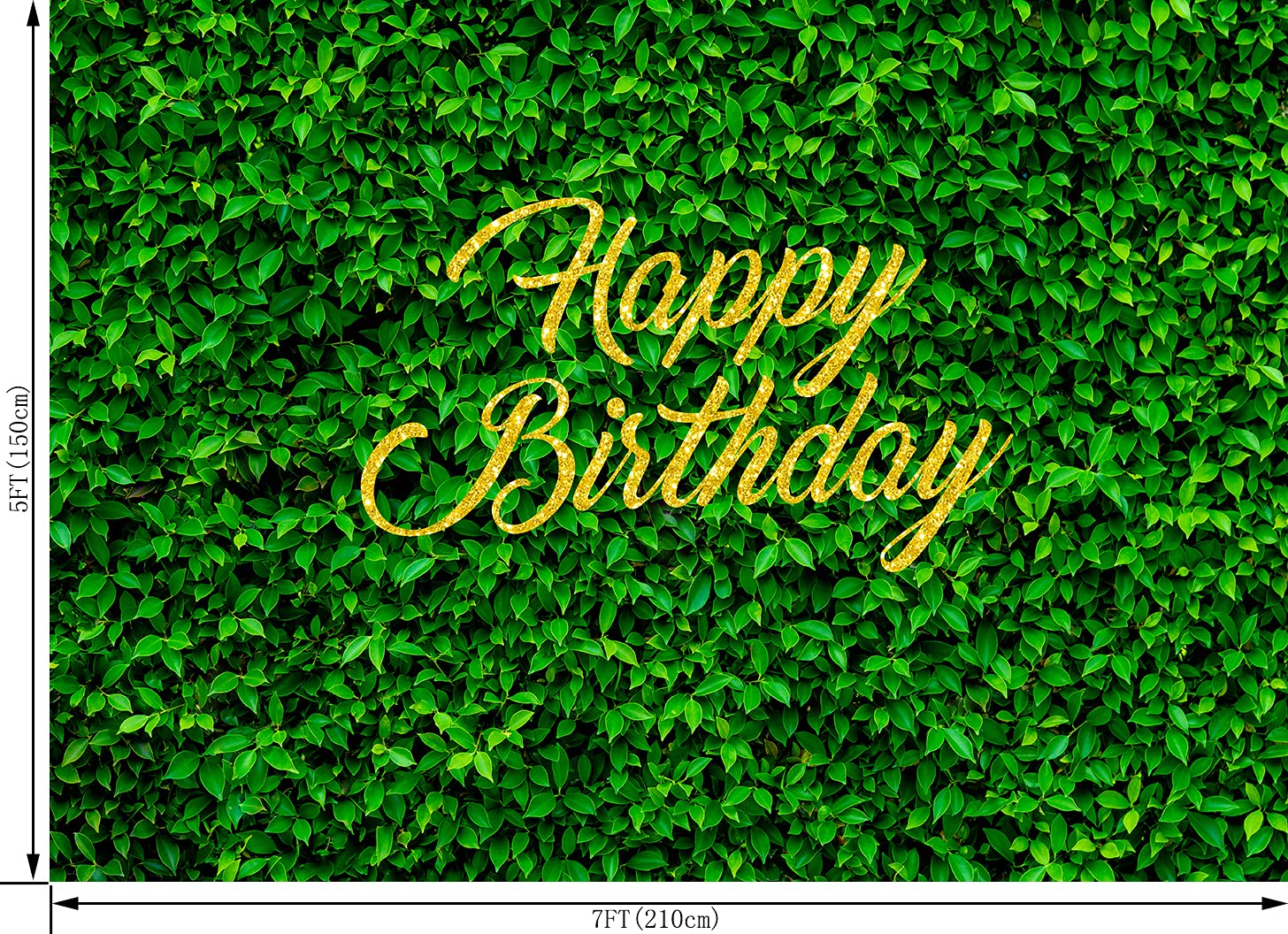 Jungle Safari Happy Birthday Backdrop - 7x5FT Green Leaves Photography Background for Baby Shower, Nature-Themed Party Decorations & Rustic Photo Studio Props | Perfect for Birthday Parties, Baby Showers, and Jungle-Themed Events