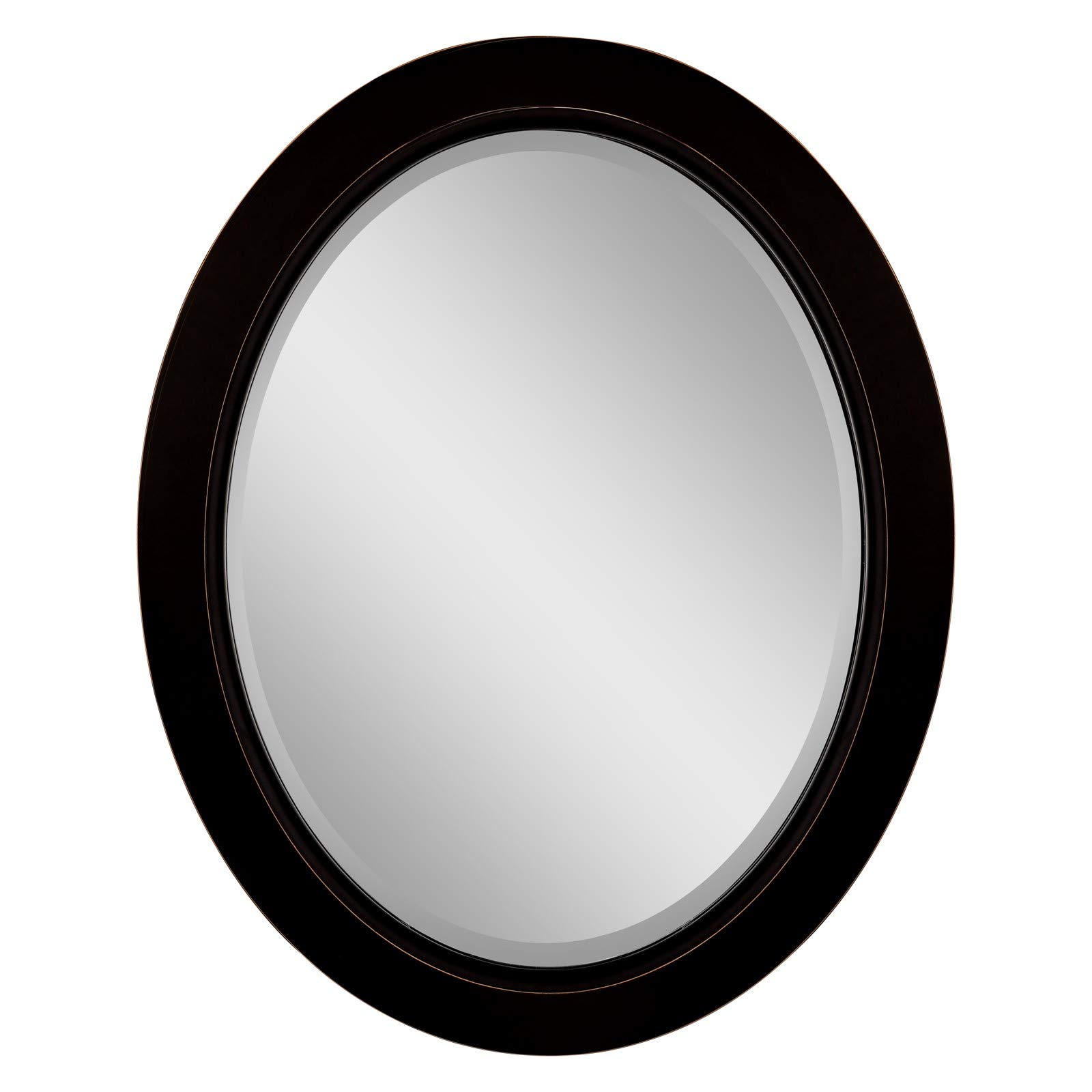 Large Oval Black Oil Rubbed Bronze Mirror with Gold Line Frame - 30x24 Inches - Elegant Wall Decor for Living Room, Bedroom, Bathroom or Vanity - Perfect for Home Decor, Interior Design & Luxury Spaces