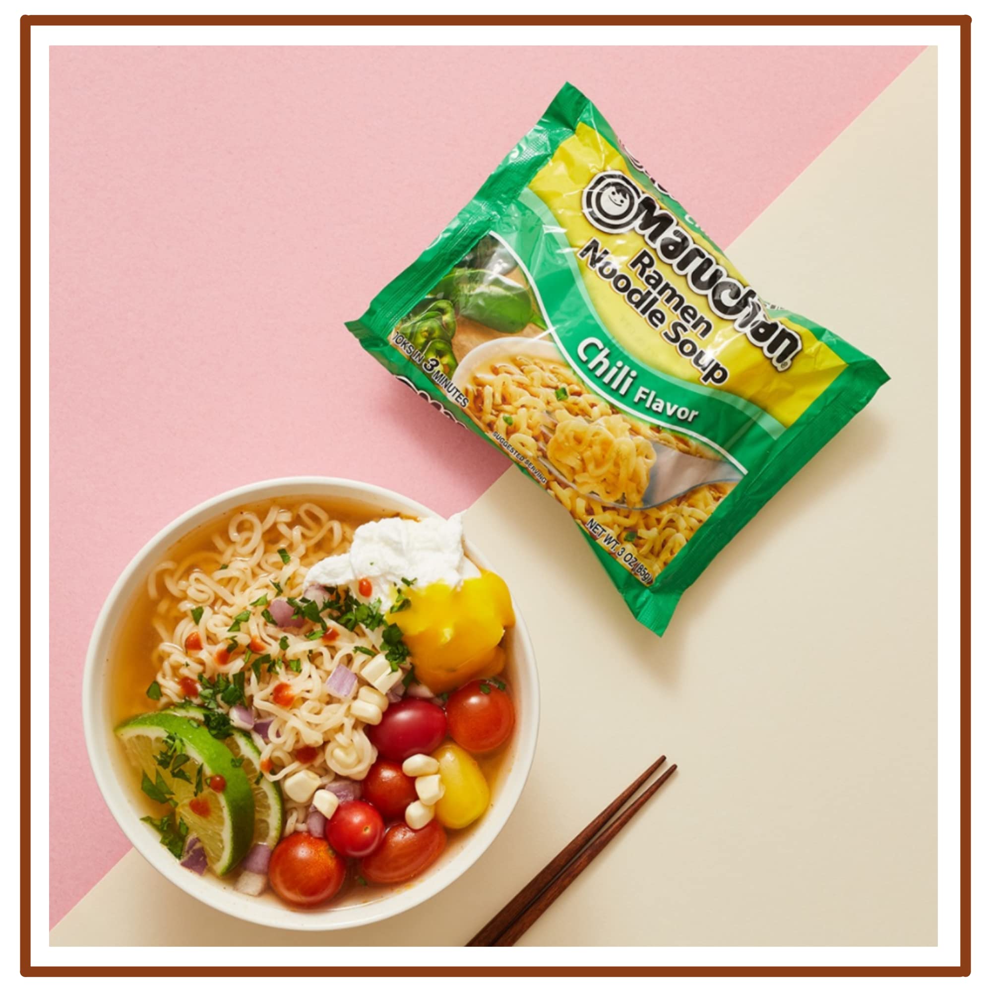 Ja’Cor Instant Ramen Noodle Soup 3 oz - Spicy Chili Flavor | Quick & Easy Lunch Meal | On-the-Go Snacks | Includes 12 Individual Packs + Reusable Chopsticks | Perfect for Office, Dorm, Camping & Emergency Food Supply