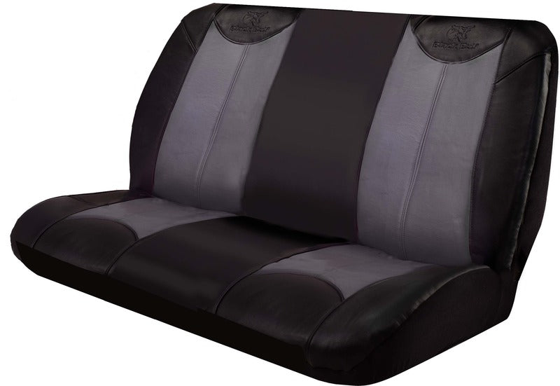 Universal Black & Grey Leather Look Seat Covers for Cars - Rear Size 06 | Durable & Stylish Car Interior Upgrade | Perfect for SUVs, Trucks & Sedans
