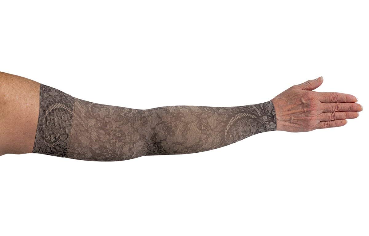 Medical Graduated Compression Sleeve for Lymphedema - 30-40 mmHg Pressure, Large Size, Midnight Lace Design | Arm Swelling Relief for Post-Surgery & Edema Management