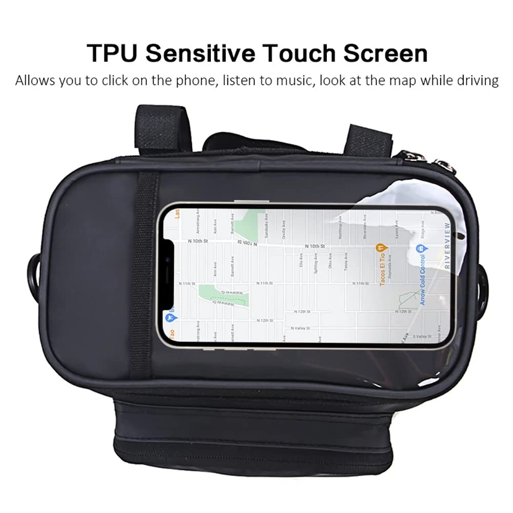 Waterproof Bike Handlebar Bag with Touchscreen Phone Holder - High Capacity Front Bicycle Basket for Cycling, Commuting, Hiking & Outdoor Adventures - Universal Fit Black Cycling Accessory for Phone, Keys & Essentials