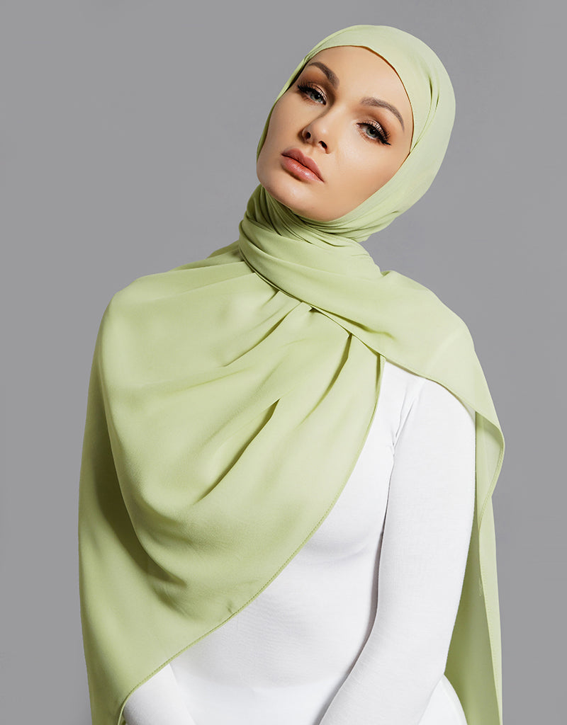 Elegant Chiffon Shawl in Shades of Green - Lightweight Scarf for Women - Perfect for Weddings, Parties & Evening Events
