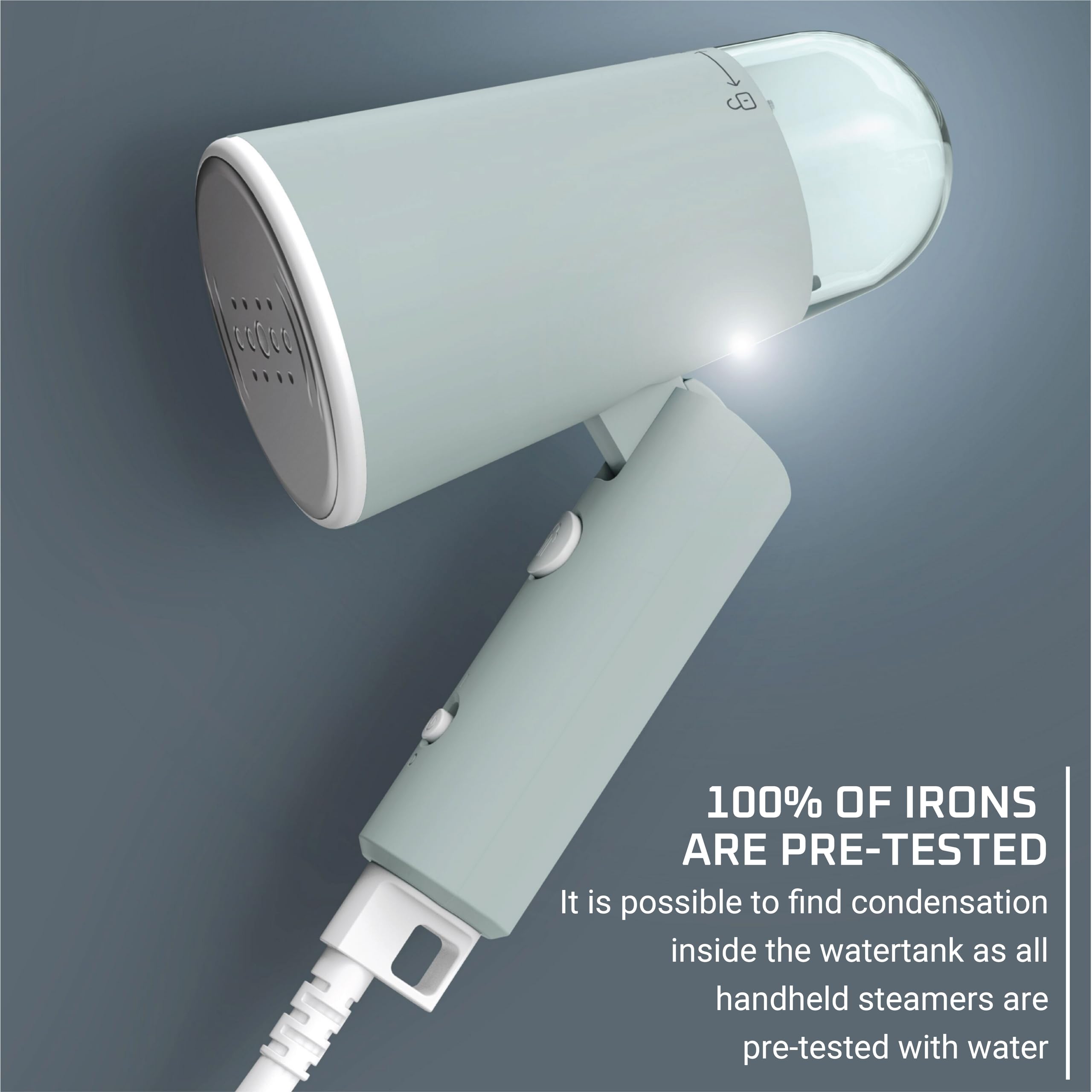 Rowenta Mini Travel Steamer for Clothes - Portable Handheld Steamer with 2.3 Oz Water Tank, 1100W Fast Heating, Foldable Design | Perfect for Wrinkle Removal, Suits, Dresses & Travel Essentials | Green (Model DR1014)