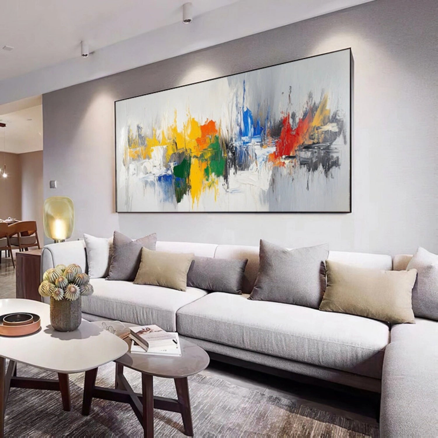 Abstract Painting #AB 316 - Modern Wall Art for Living Room, Bedroom & Office Decor - Handmade Canvas Artwork