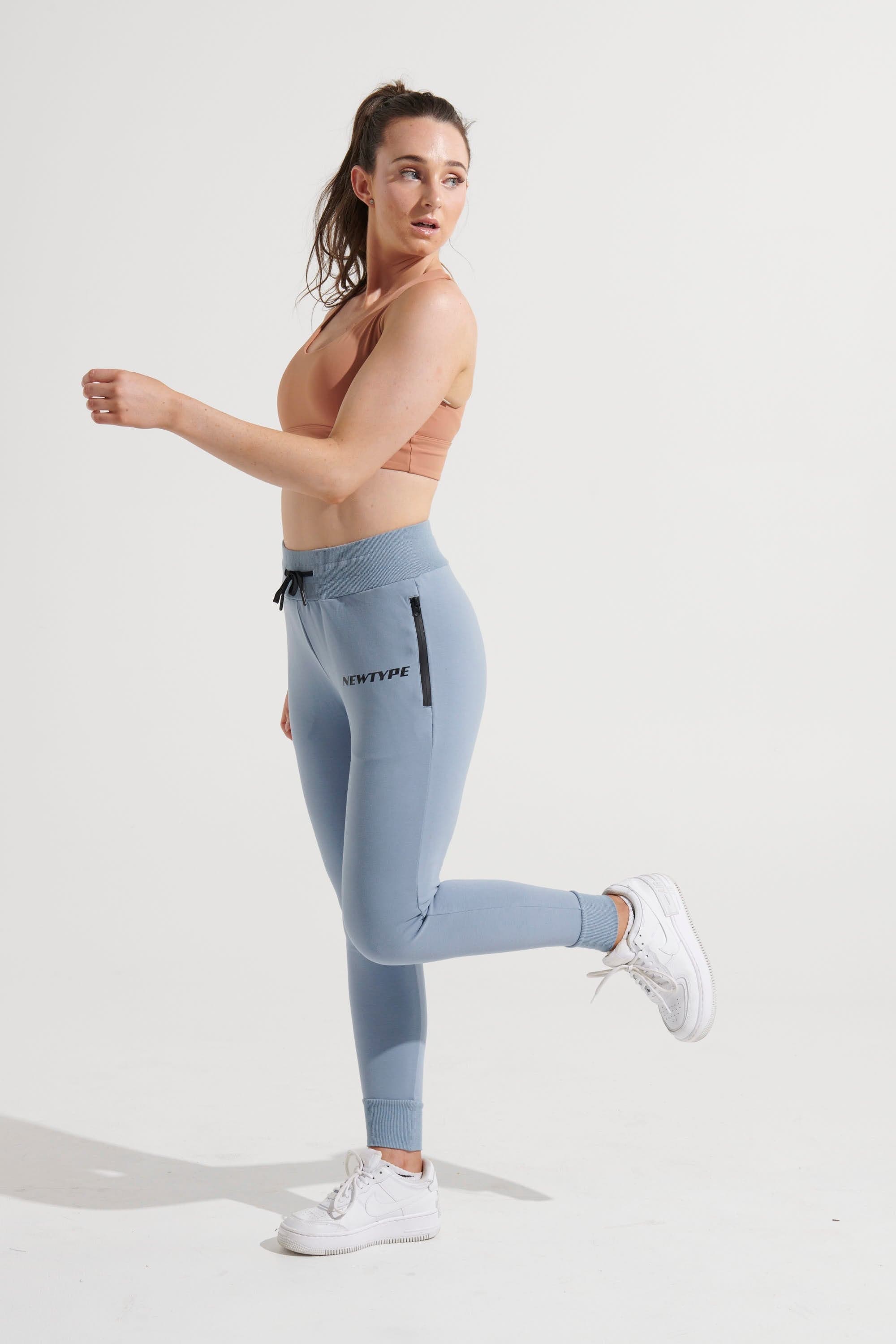 Intrepid Athlete Women's High-Performance Inside Track Pants - Light Blue | Moisture-Wicking & Stretchy Workout Leggings for Running, Yoga & Gym