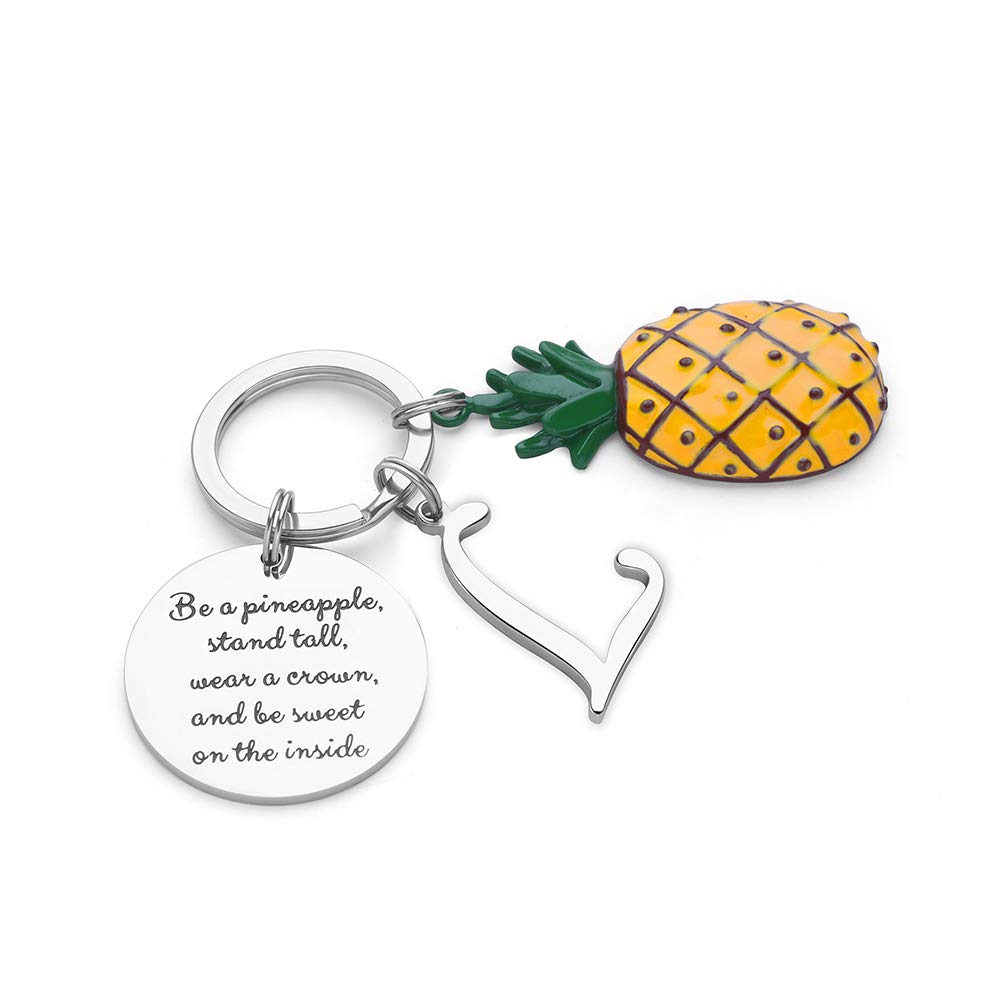 Personalized Pineapple Initial Charm Keychain - Cute Gifts for Women, Best Friend, Sister - Perfect for Birthdays, Graduation, Christmas & Everyday Carry (Pineapple Keychain Gifts for Her)