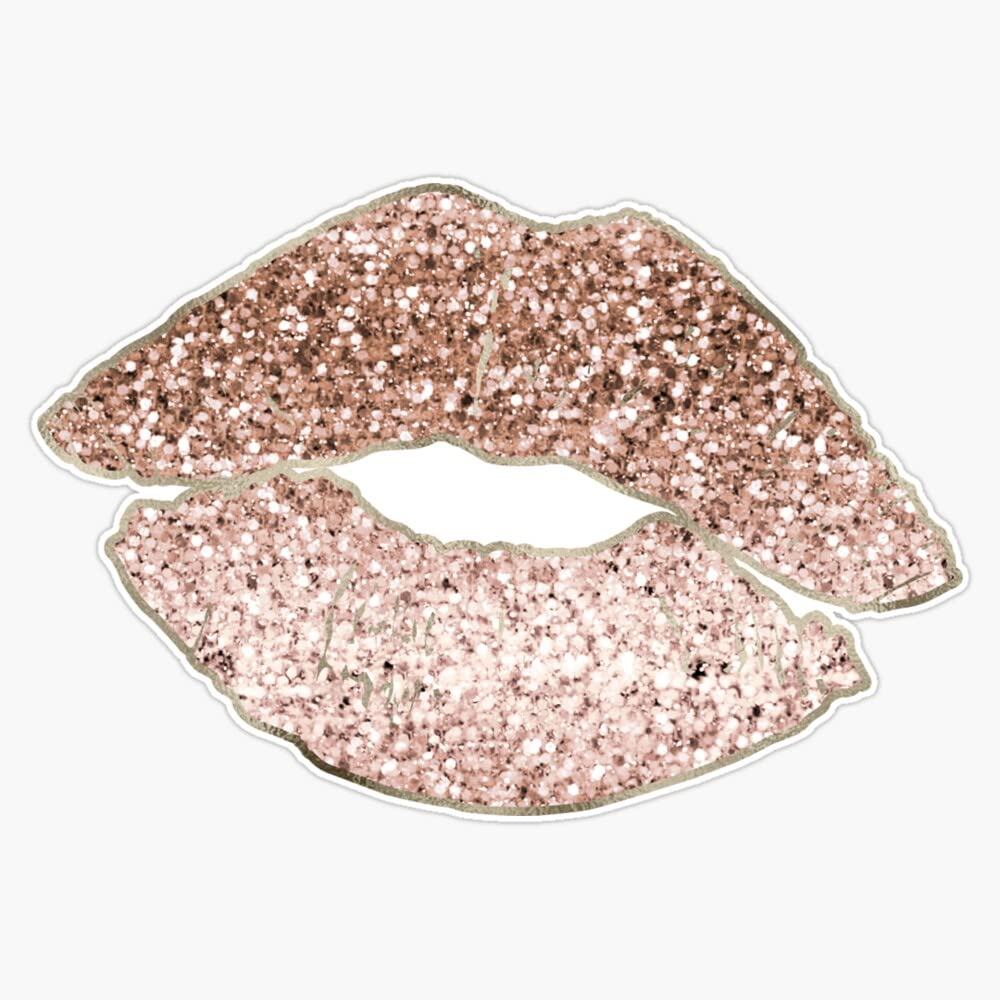 Rose Gold Glitter Lips Vinyl Decal - 5 Inch Waterproof Sticker for Cars, Laptops, Tumblers | Vision Signs Bumper Sticker for DIY Decor & Personalization