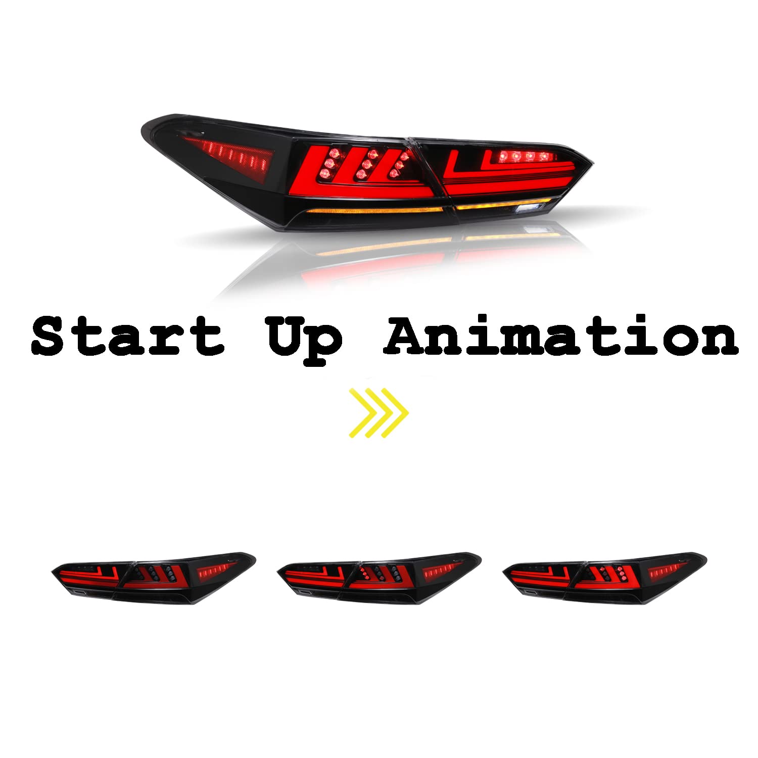 Inginuity Time LED Tail Lights for Toyota Camry 2018-2023 - Black Rear Lamps with Start-Up Animation, DRL, Brake & Turn Signal Assembly | Perfect for Night Driving & Car Customization