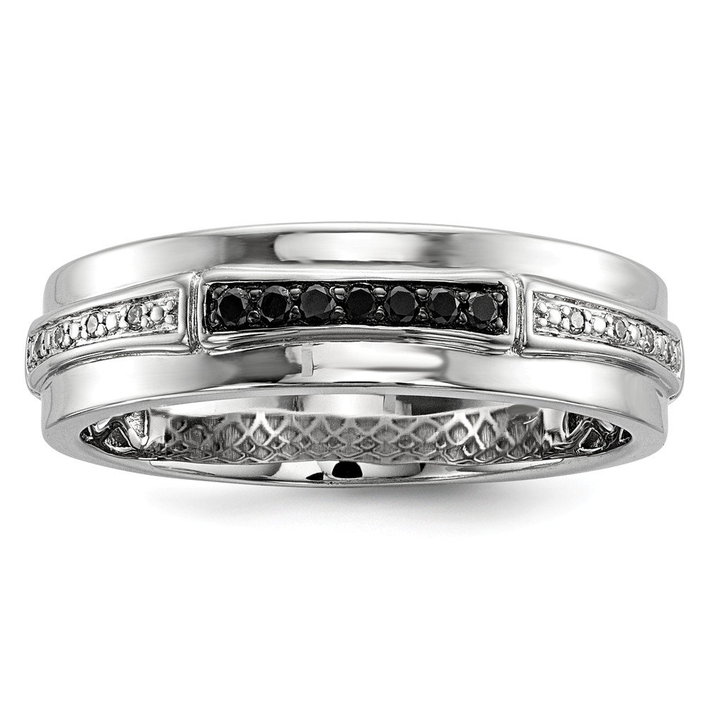925 Sterling Silver White & Black Diamond Ring (0.13ct) - Elegant Wedding Band, Anniversary Gift & Everyday Jewelry for Women | Diamond2Deal