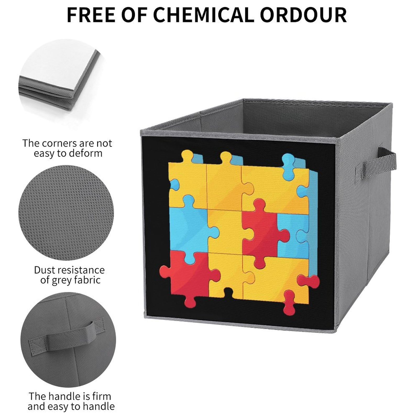 Foldable Storage Cubes with Handles - 2PCS Puzzle Organizers for Home & Office