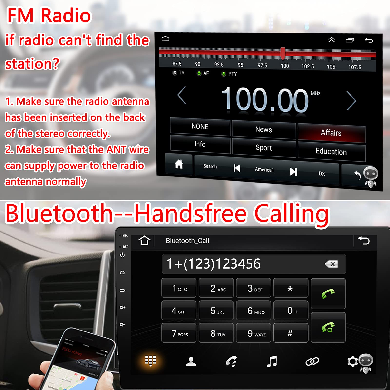 10 Inch Android 13 Double DIN Car Stereo with Wireless CarPlay & Android Auto - 2GB RAM 64GB ROM Touchscreen Head Unit, GPS Navigation, Bluetooth, FM Radio, SWC, Backup Camera - Perfect for SUV, Truck & Sedan Upgrades