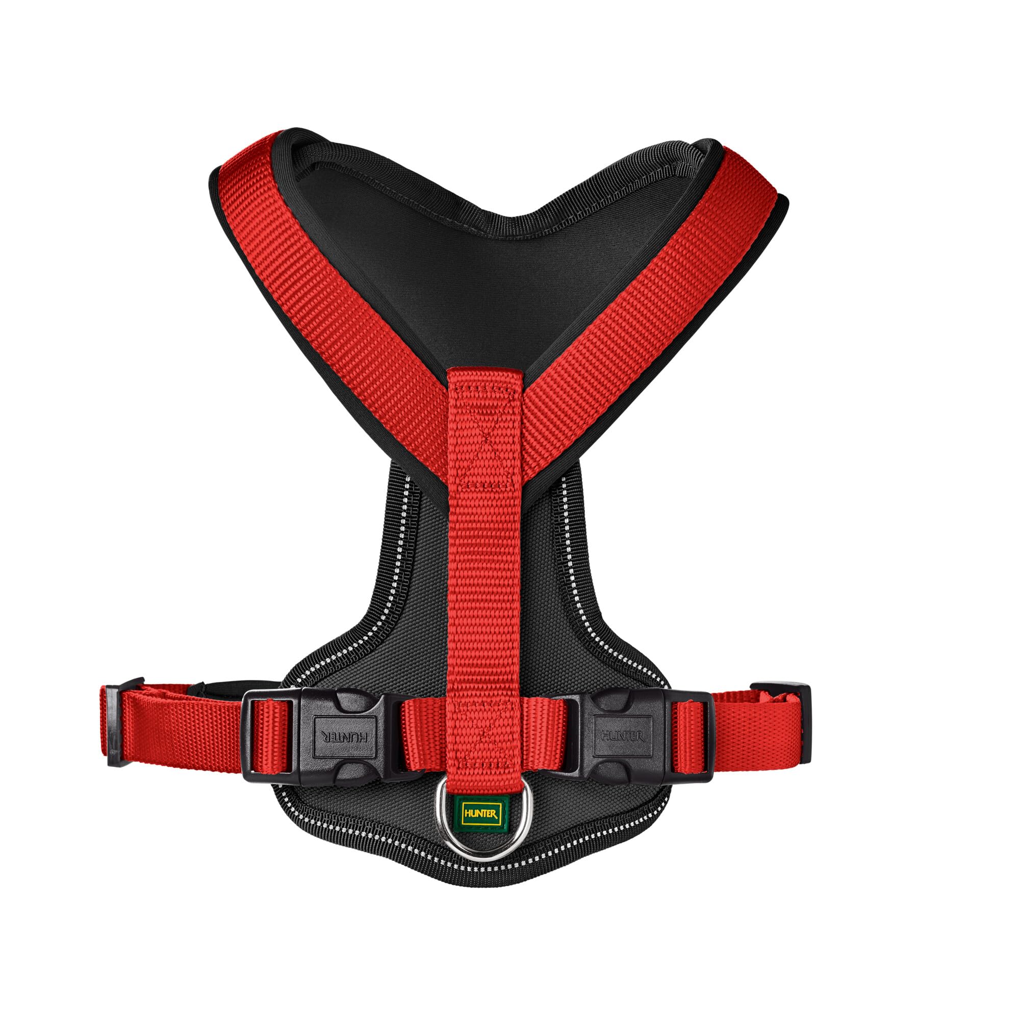 HUNTER Neoprene Dog Harness for Medium Dogs - Adjustable & Comfortable Red/Black Pet Vest - Perfect for Walking, Hiking & Outdoor Adventures