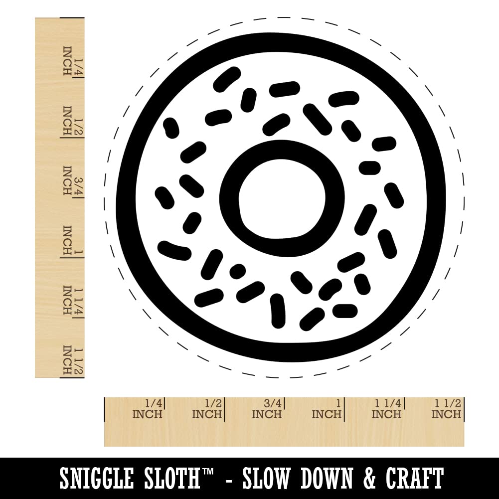 1-1/2 Inch Large Donut Bagel Doodle Self-Inking Rubber Stamp - Black Ink for Crafting, Scrapbooking, Planner Decoration & DIY Projects - Perfect for Journals, Cards and Gift Wrapping