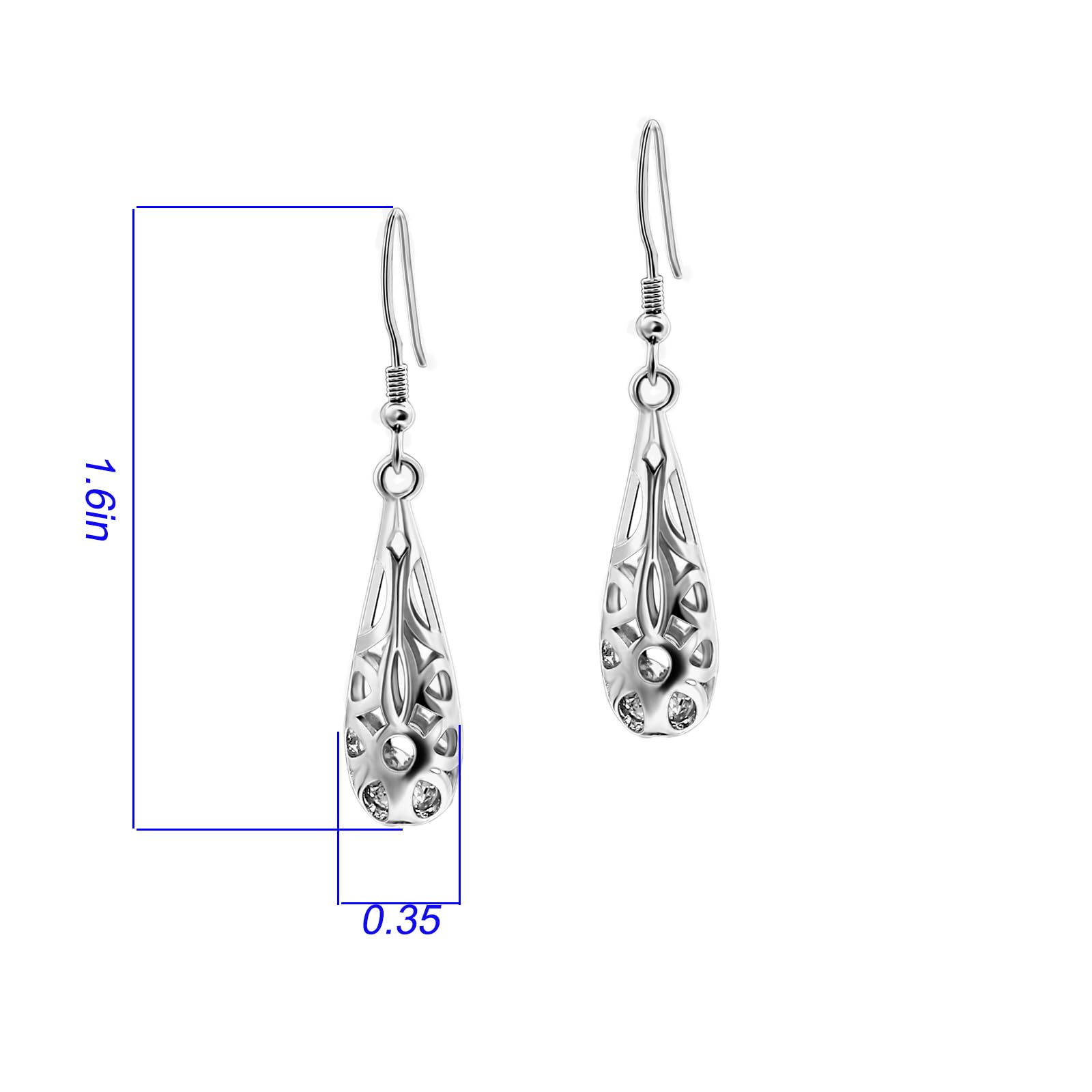 18K Gold Plated 925 Sterling Silver Vintage Filigree Dangle Earrings for Women - Elegant Jewelry Gift for Wedding, Party & Special Occasions