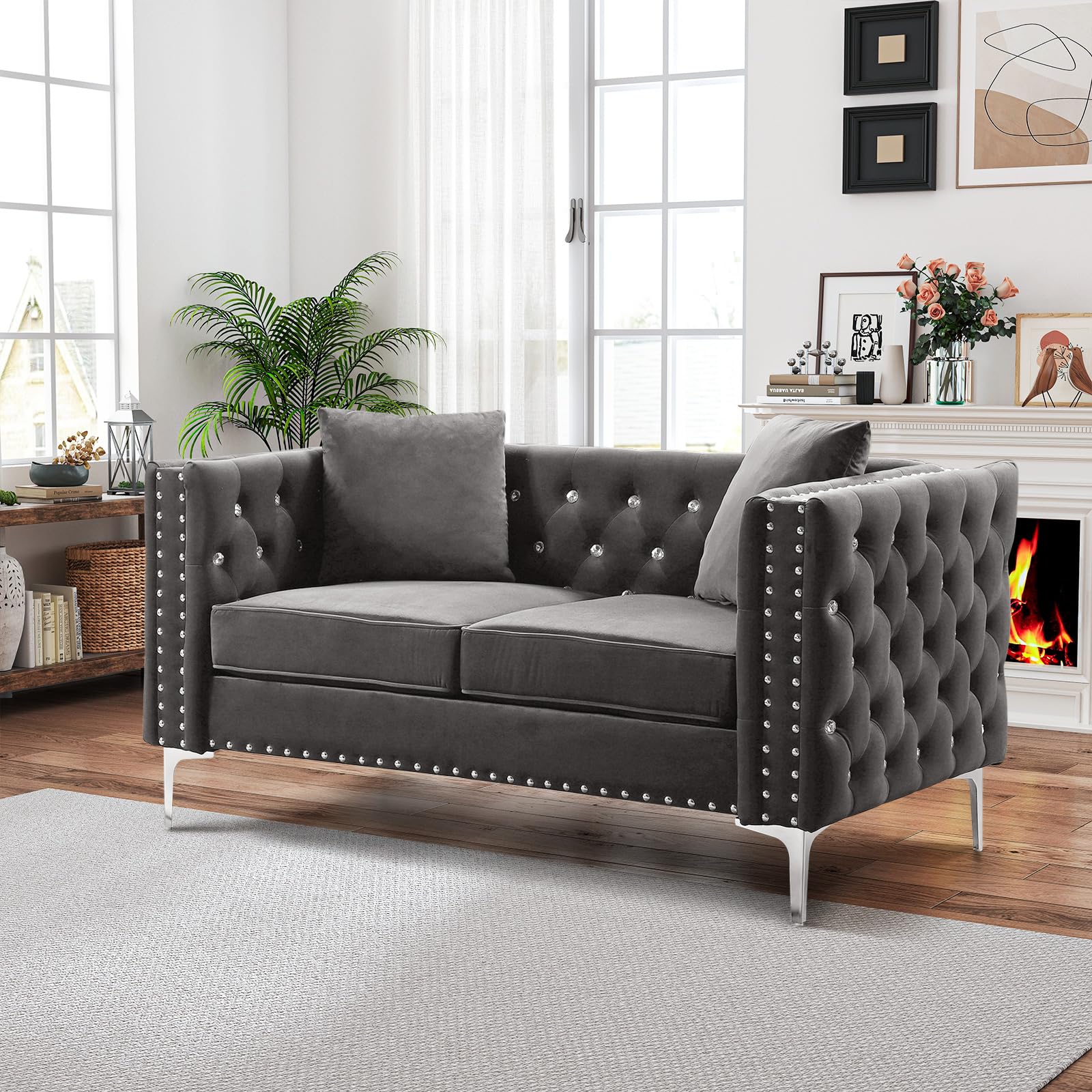 Luxury Velvet Loveseat Sofa 59.4