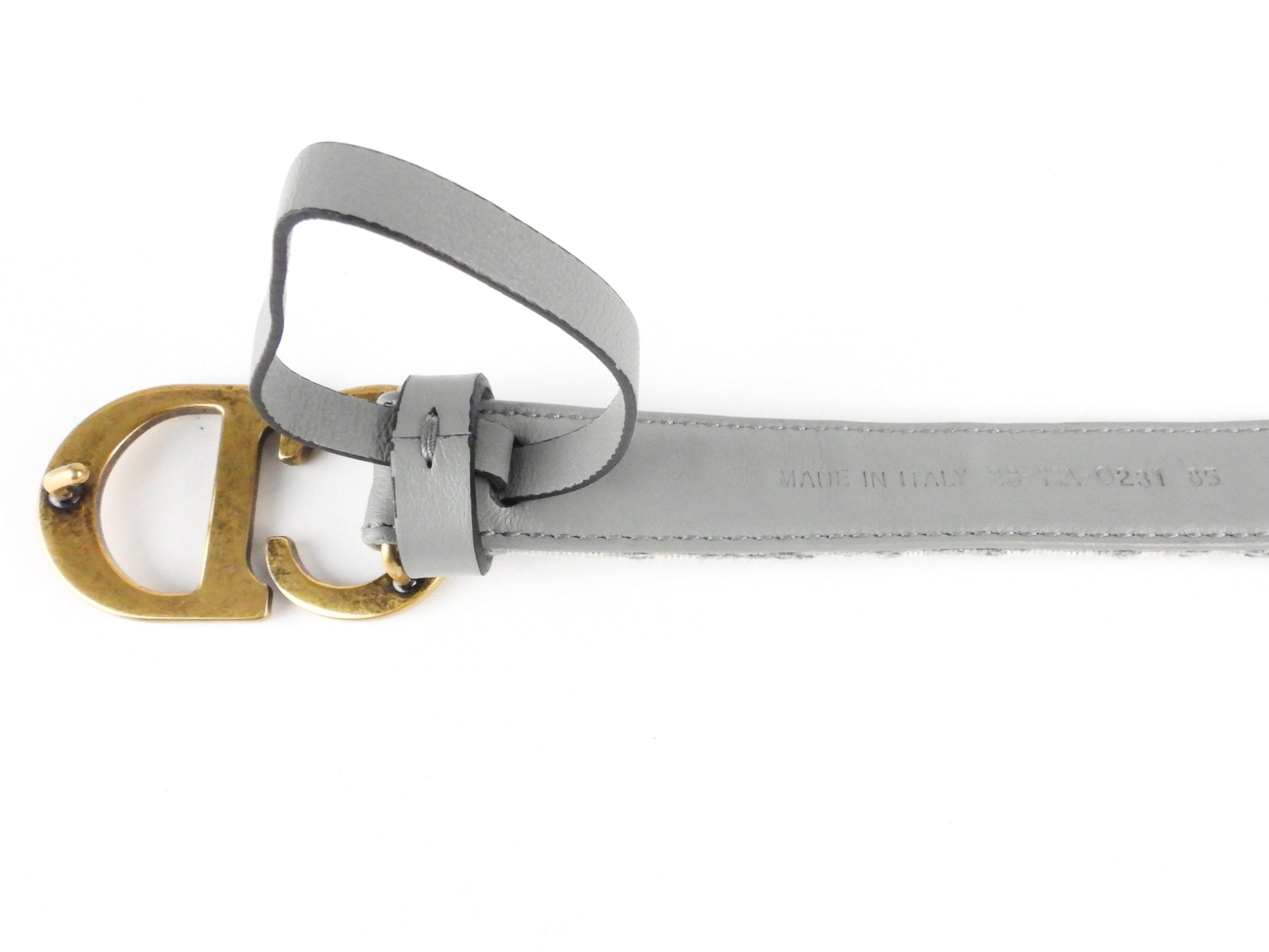 Christian Dior Grey Oblique Jacquard Canvas CD Logo Thin Belt for Women - Luxury Designer Waist Accessory for Dresses, Jeans & Office Wear