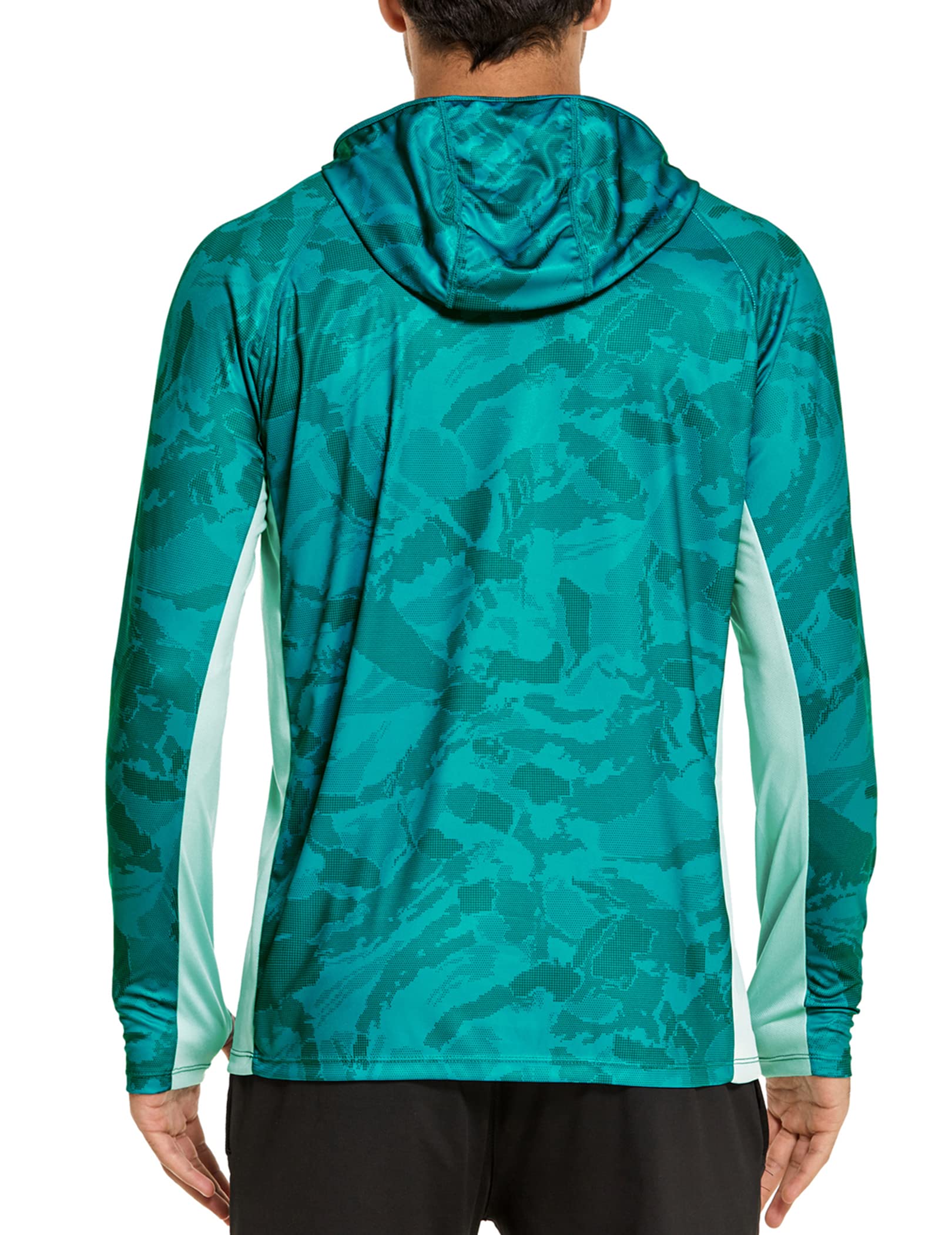 COOrun UPF 50 Men's Hooded Sun Shirt with Mask - Fishing & Hiking Rash Guard for Outdoor Sports