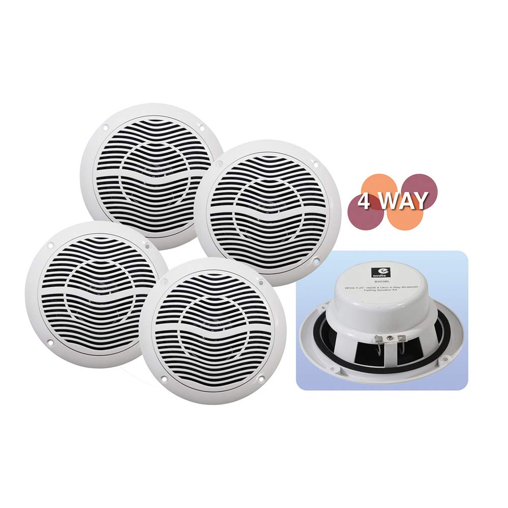E-Audio B403BL 4-Way Bluetooth Ceiling Speaker Kit - Wireless Multi-Room Audio System for Home Theater, Gym, Office & Outdoor Entertainment