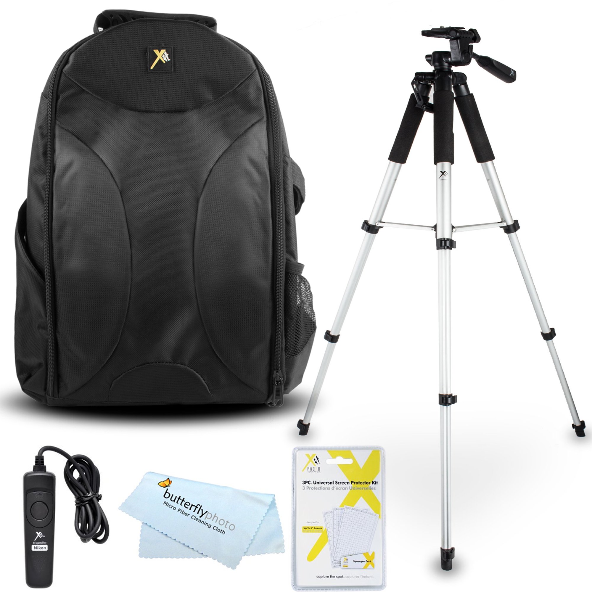 Professional Tripod Accessory Bundle Kit for Nikon Df, D5300, D3300, D5200, D3200, D3100, D5100, D7100, D600, D610 DSLR Cameras - Includes 57