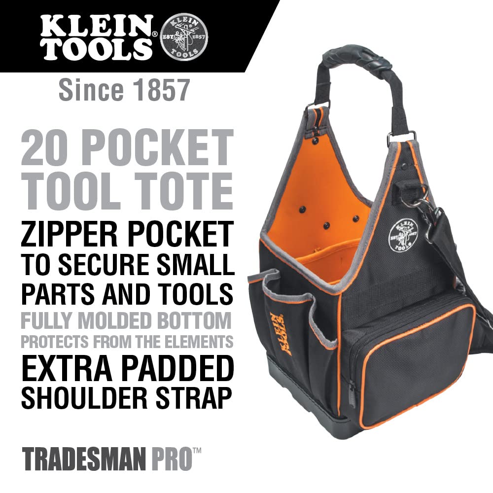 Klein Tools 80127 11-Piece Professional Tool Bag Kit with Tradesman Pro Tool Tote, 3 Pliers, 6 Screwdrivers & Demagnetizer/Magnetizer - Perfect for Electricians, Contractors & DIY Home Repairs