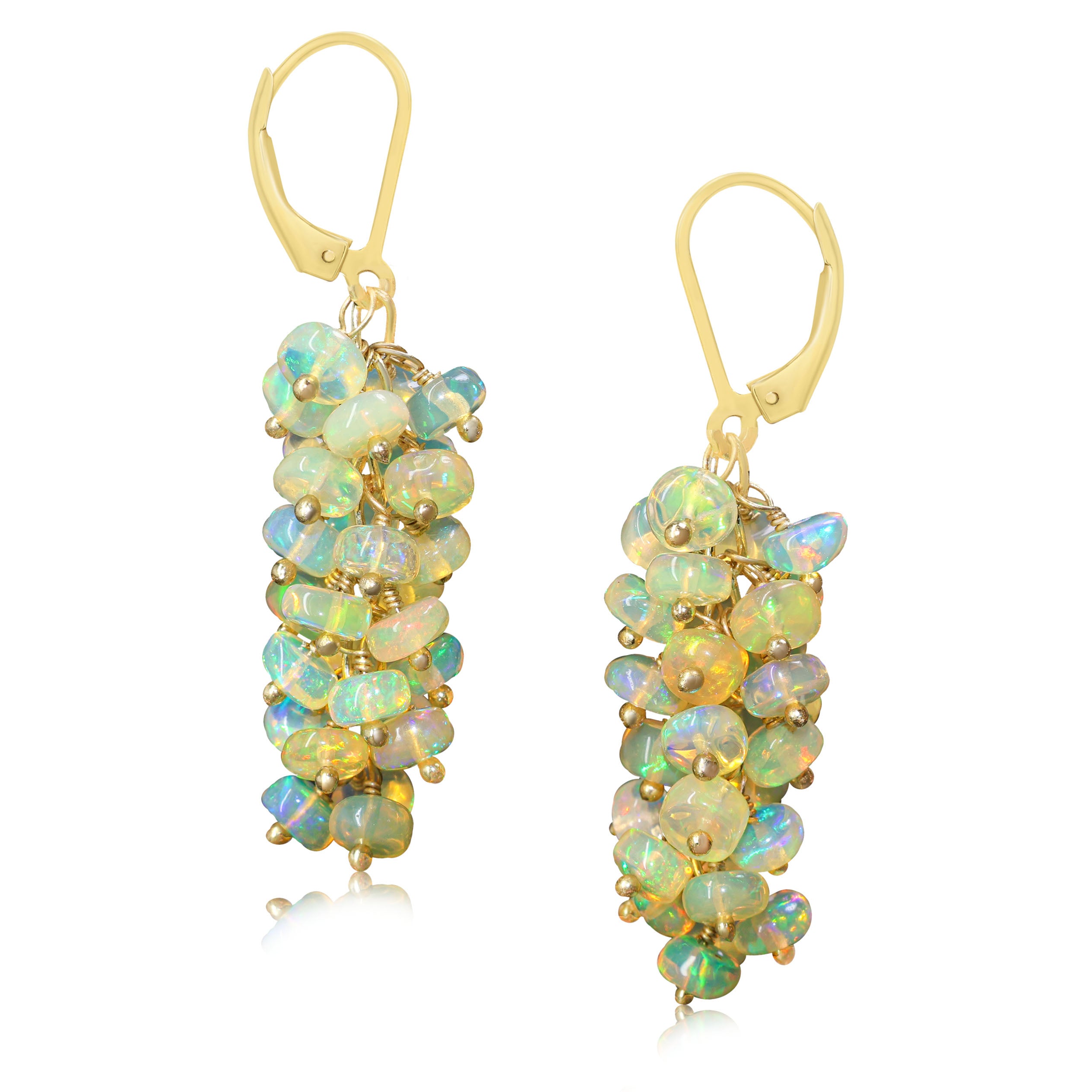 Natural Yellow Opal Beaded Cluster Dangle Earrings for Women | Boho Chic Handmade Jewelry | Perfect for Parties, Weddings & Everyday Wear