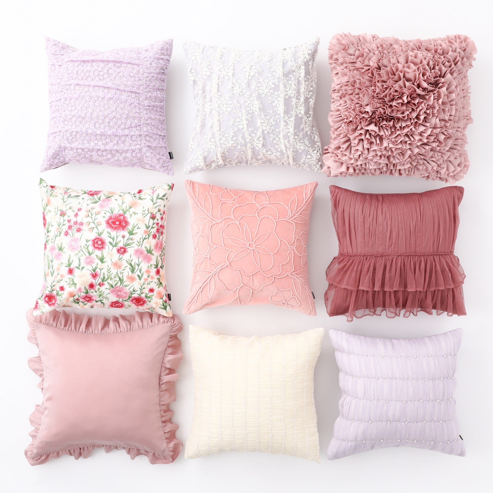 Frill Applique Cushion Cover 18x18 Inches Pink - Elegant Home Decor for Living Room, Bedroom, or Sofa