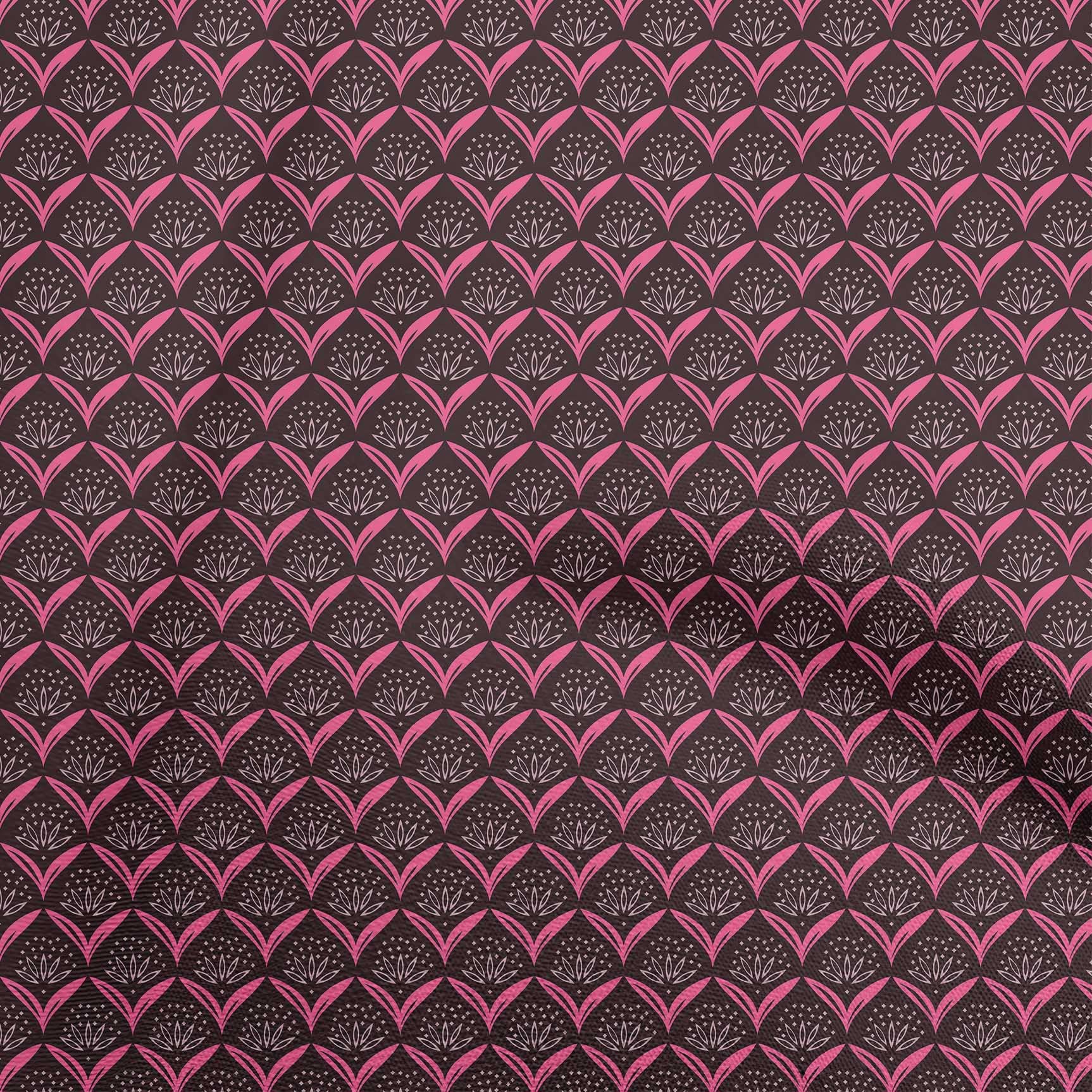 oneOone Polyester Spandex Fuschia Pink Floral Geometric Print Fabric by The Yard - 56 Inch Wide Dress Material for DIY Fashion, Home Decor & Craft Projects