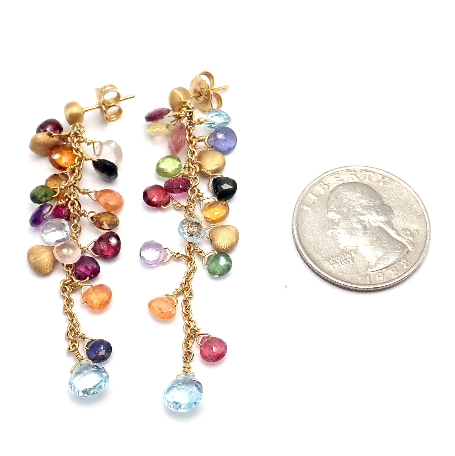 Authentic Marco Bicego 18k Yellow Gold Paradise Multicolor Gemstone Earrings - Luxury Jewelry for Women, Perfect for Weddings, Parties & Special Occasions