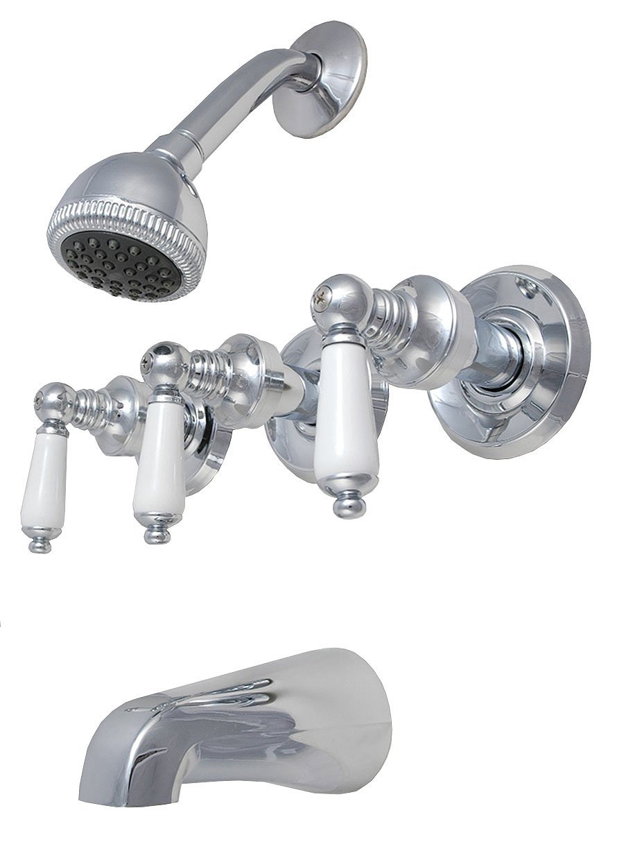 Delta & Peerless 3-Handle Washerless Shower Valve Trim Kit - Chrome Plated with Porcelain Lever Handles & 2.5