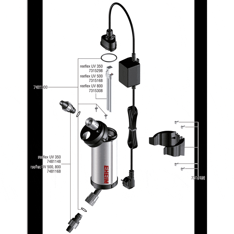 Eheim Reeflex UV Sterilizer 350, 500 or 800 for Aquarium - Effective Water Clarifier & Algae Control for Saltwater & Freshwater Tanks