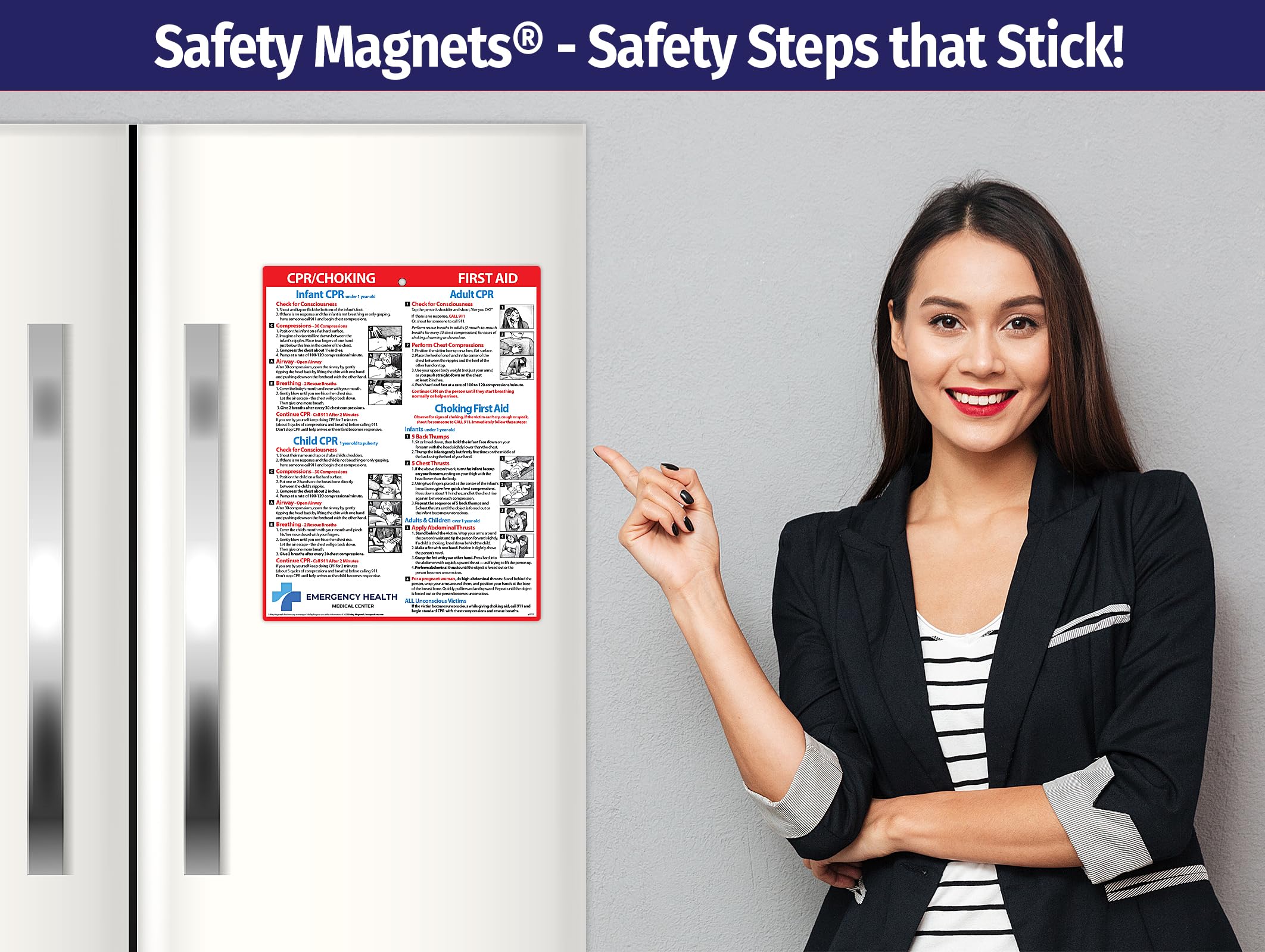 100-Pack CPR & Choking First Aid Refrigerator Magnets - Custom Logo Safety Magnets for Offices, Schools & Homes - Emergency Preparedness Gift for Workplace Safety & Family Protection